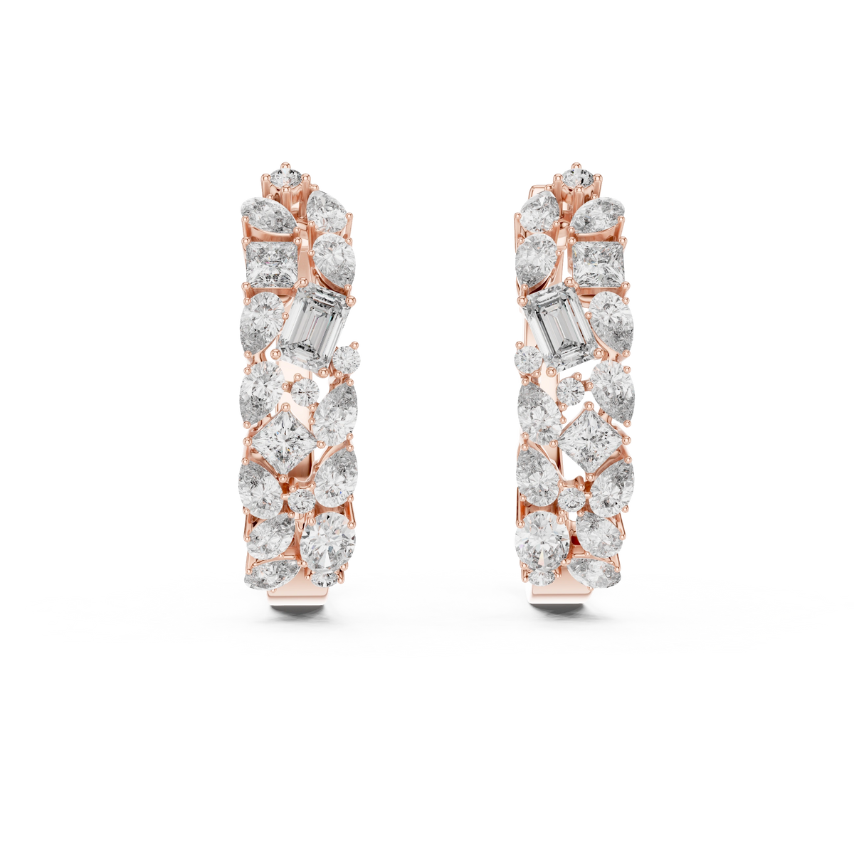 Gold Multi Shape Hoop Lab Grown Diamond Otilia Earrings