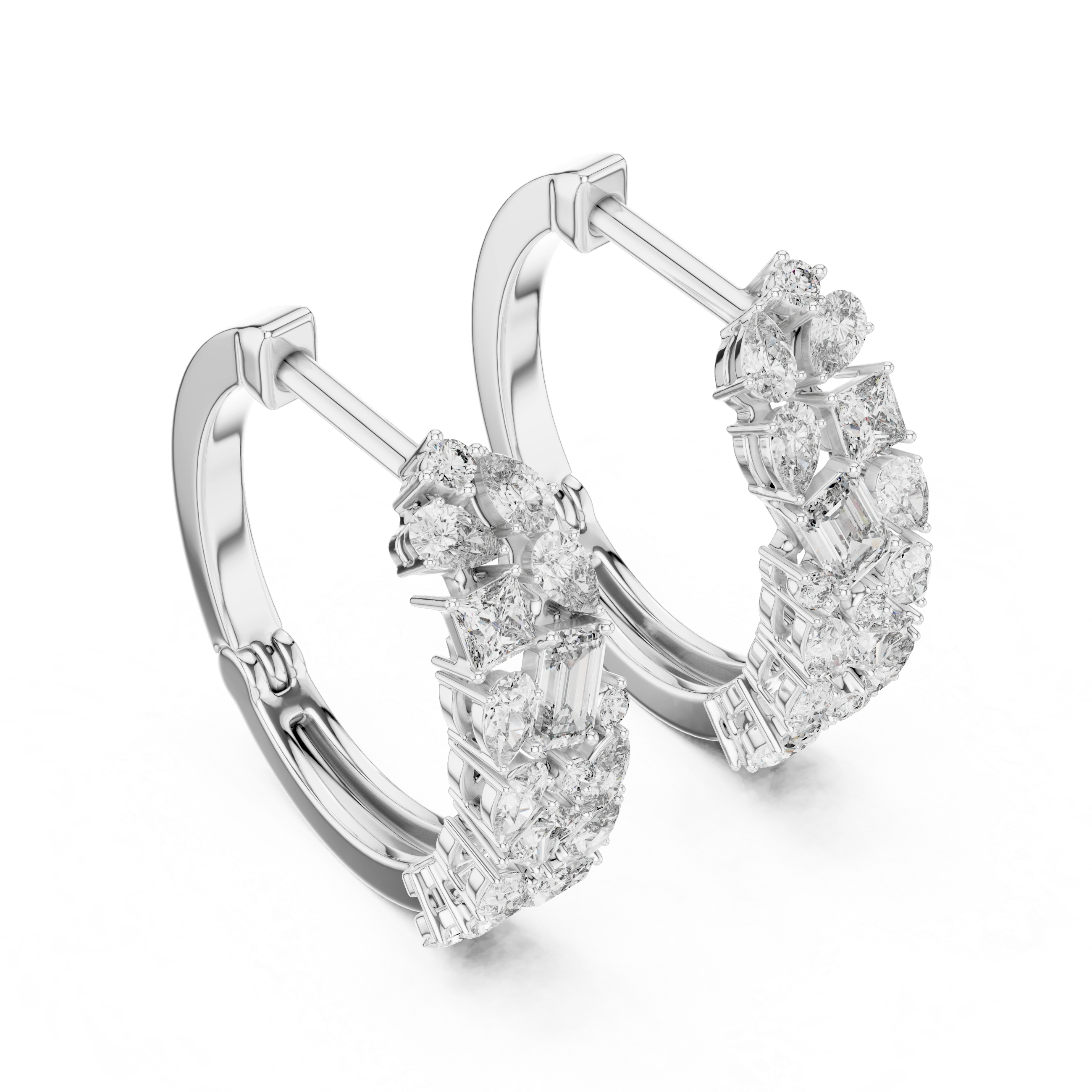 Gold Multi Shape Hoop Lab Grown Diamond Otilia Earrings