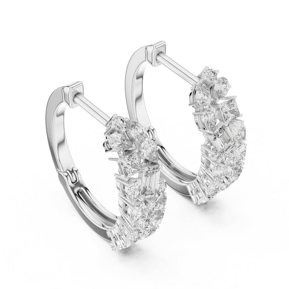 Gold Multi Shape Hoop Lab Grown Diamond Otilia Earrings