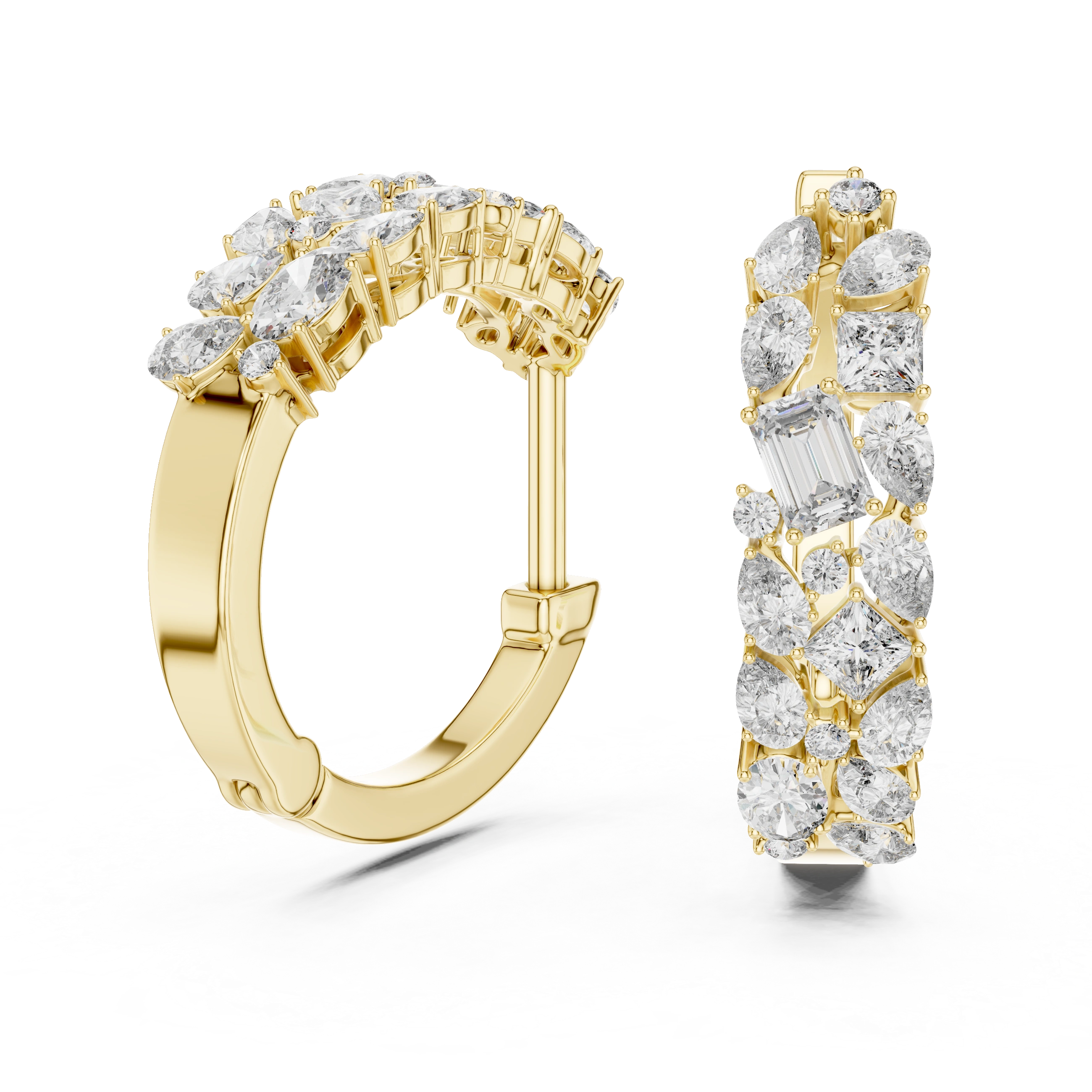 Gold Multi Shape Hoop Lab Grown Diamond Otilia Earrings