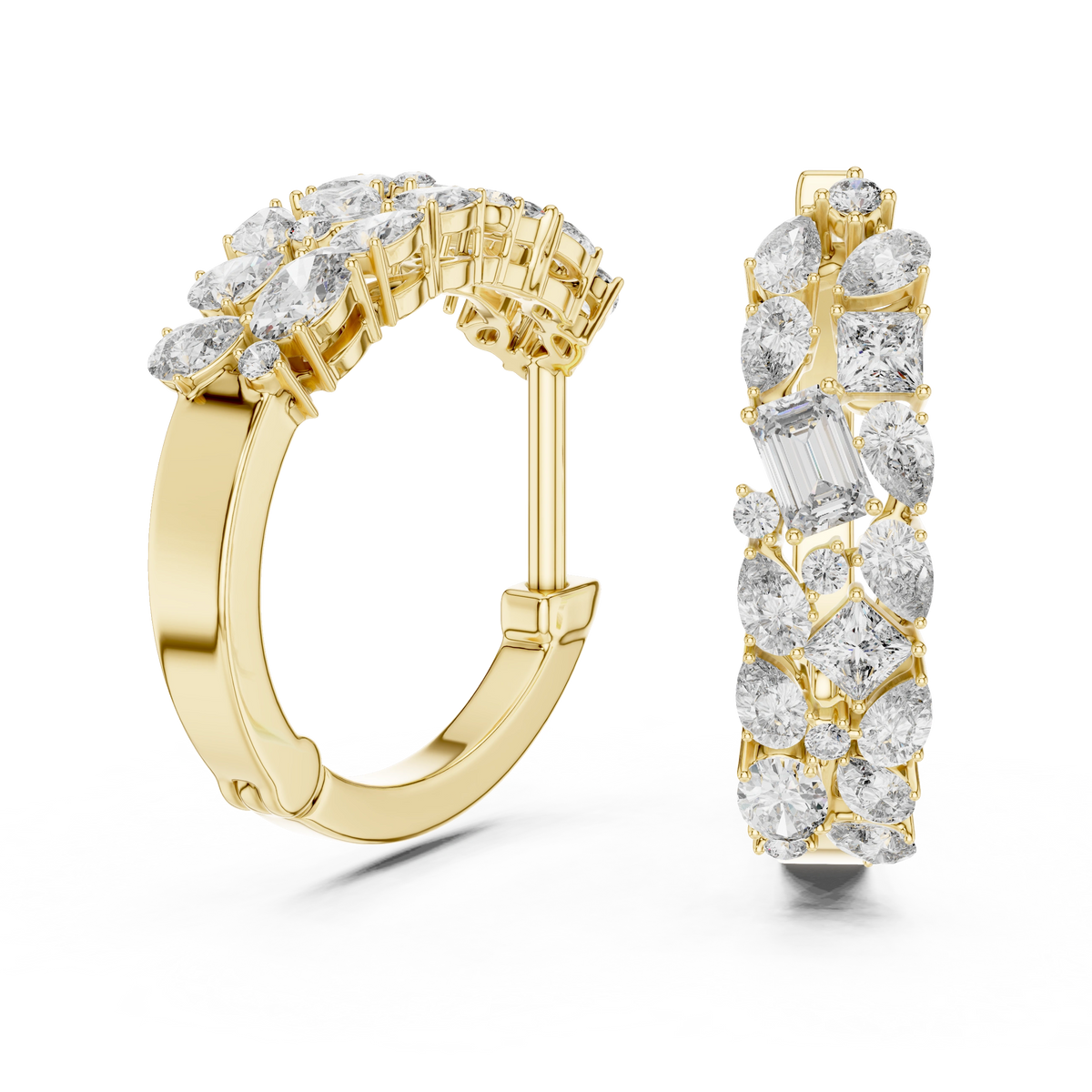 Gold Multi Shape Hoop Lab Grown Diamond Otilia Earrings