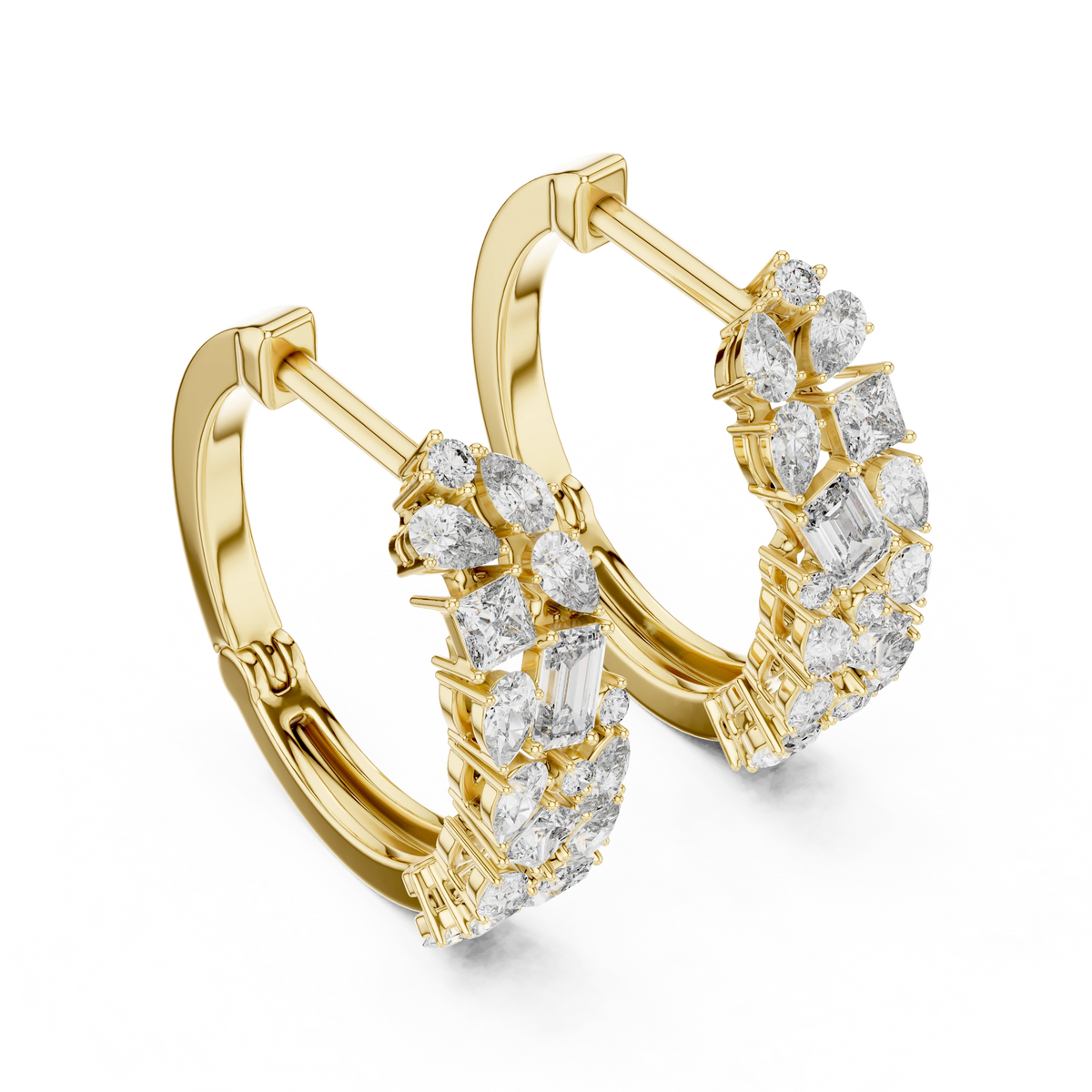 Gold Multi Shape Hoop Lab Grown Diamond Otilia Earrings