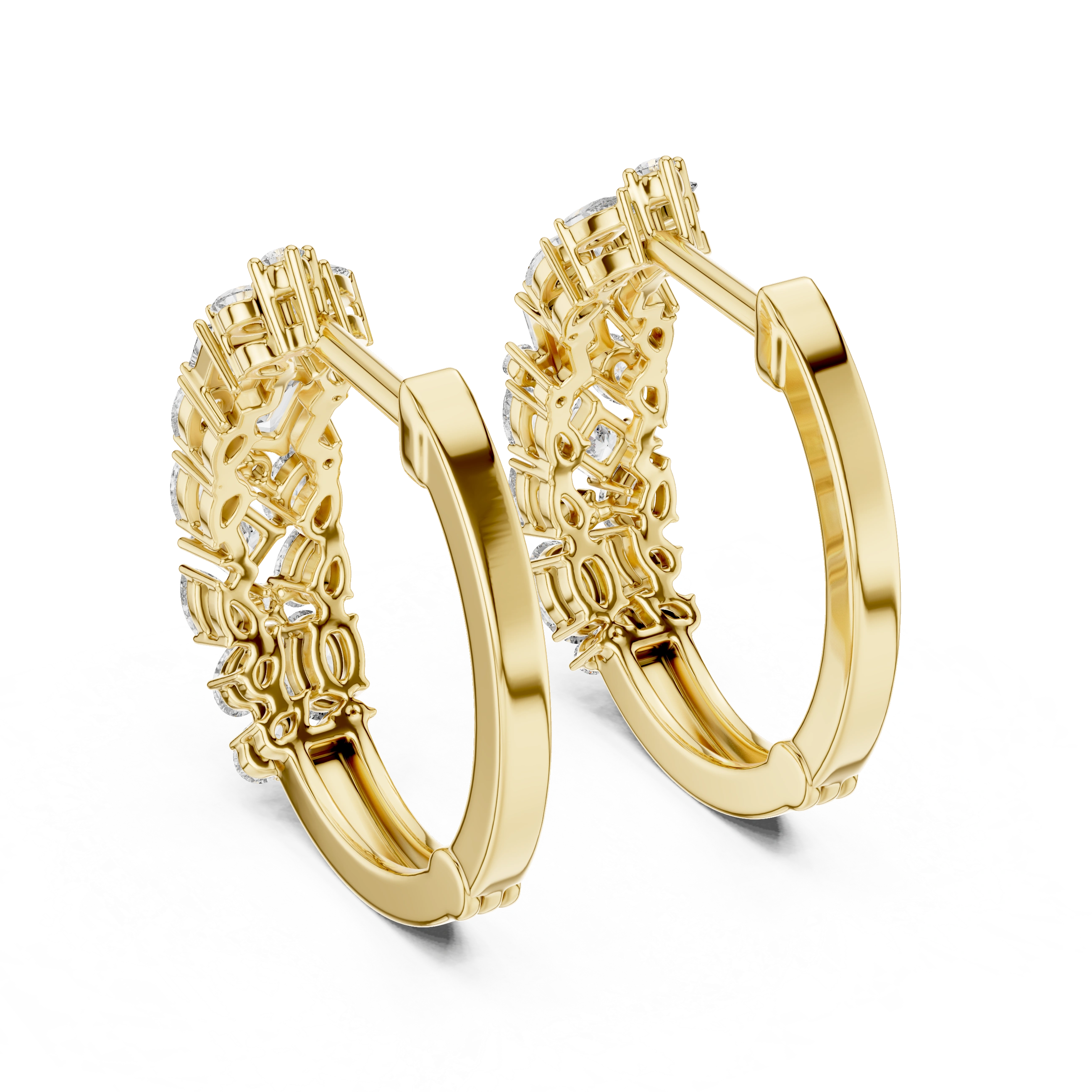 Gold Multi Shape Hoop Lab Grown Diamond Otilia Earrings