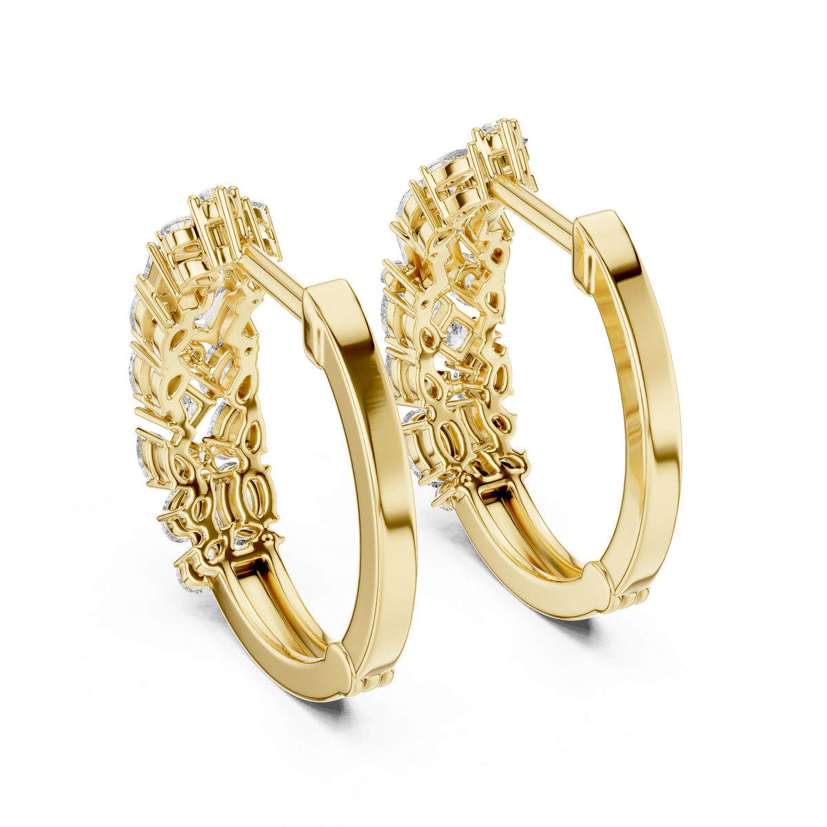 Gold Multi Shape Hoop Lab Grown Diamond Otilia Earrings