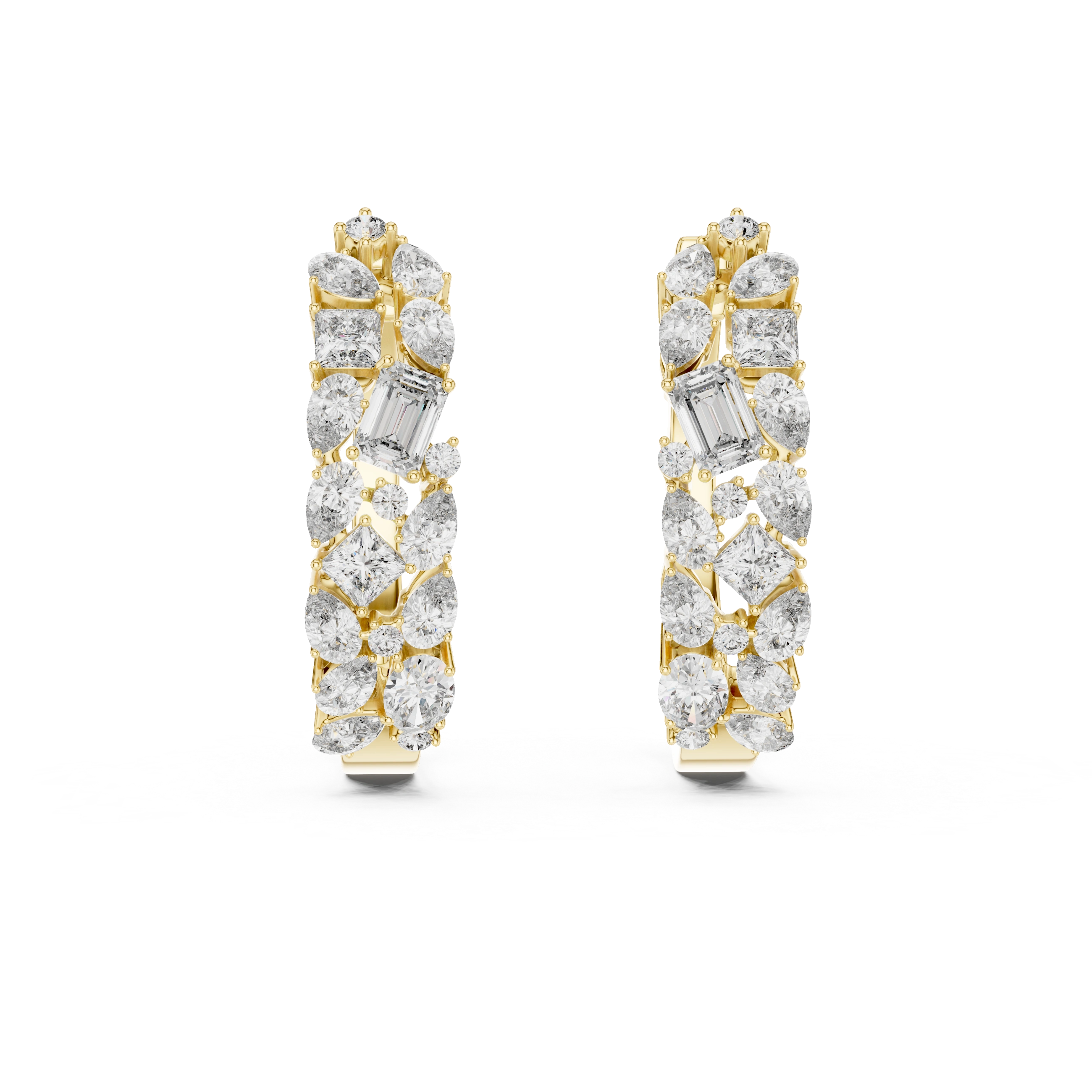 Gold Multi Shape Hoop Lab Grown Diamond Otilia Earrings