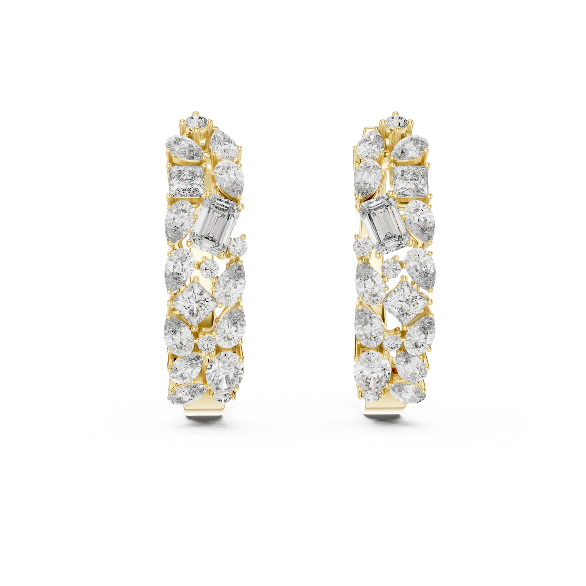 Gold Multi Shape Hoop Lab Grown Diamond Otilia Earrings