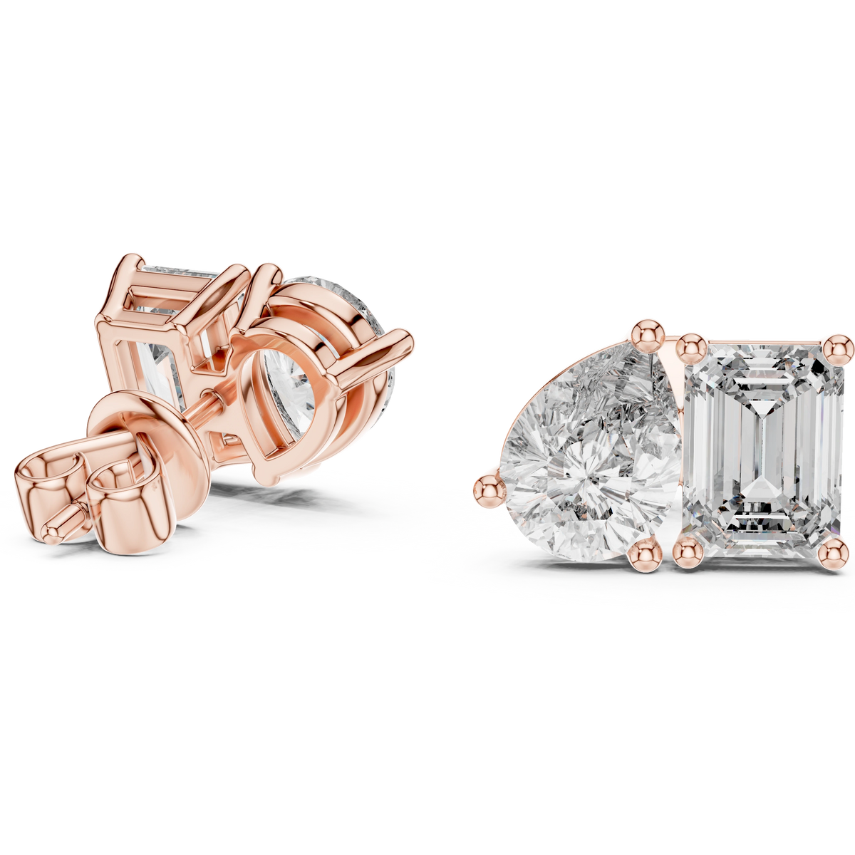 Gold 2Ct Moi Et Toi Lab Grown Diamond Aroa Earrings