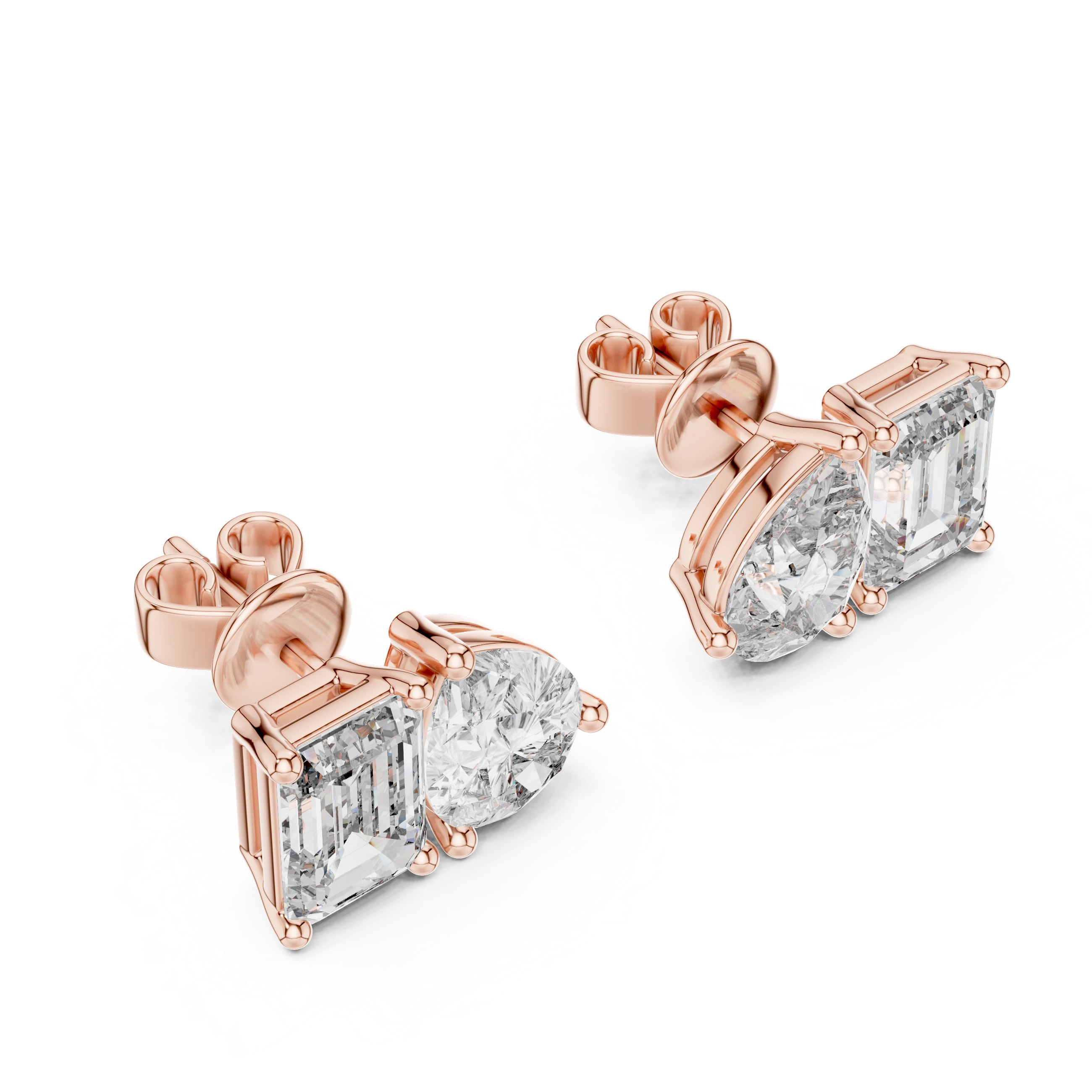 Gold 2Ct Moi Et Toi Lab Grown Diamond Aroa Earrings