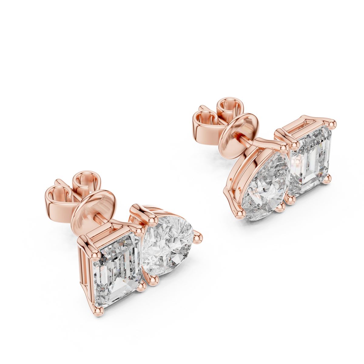 Gold 2Ct Moi Et Toi Lab Grown Diamond Aroa Earrings