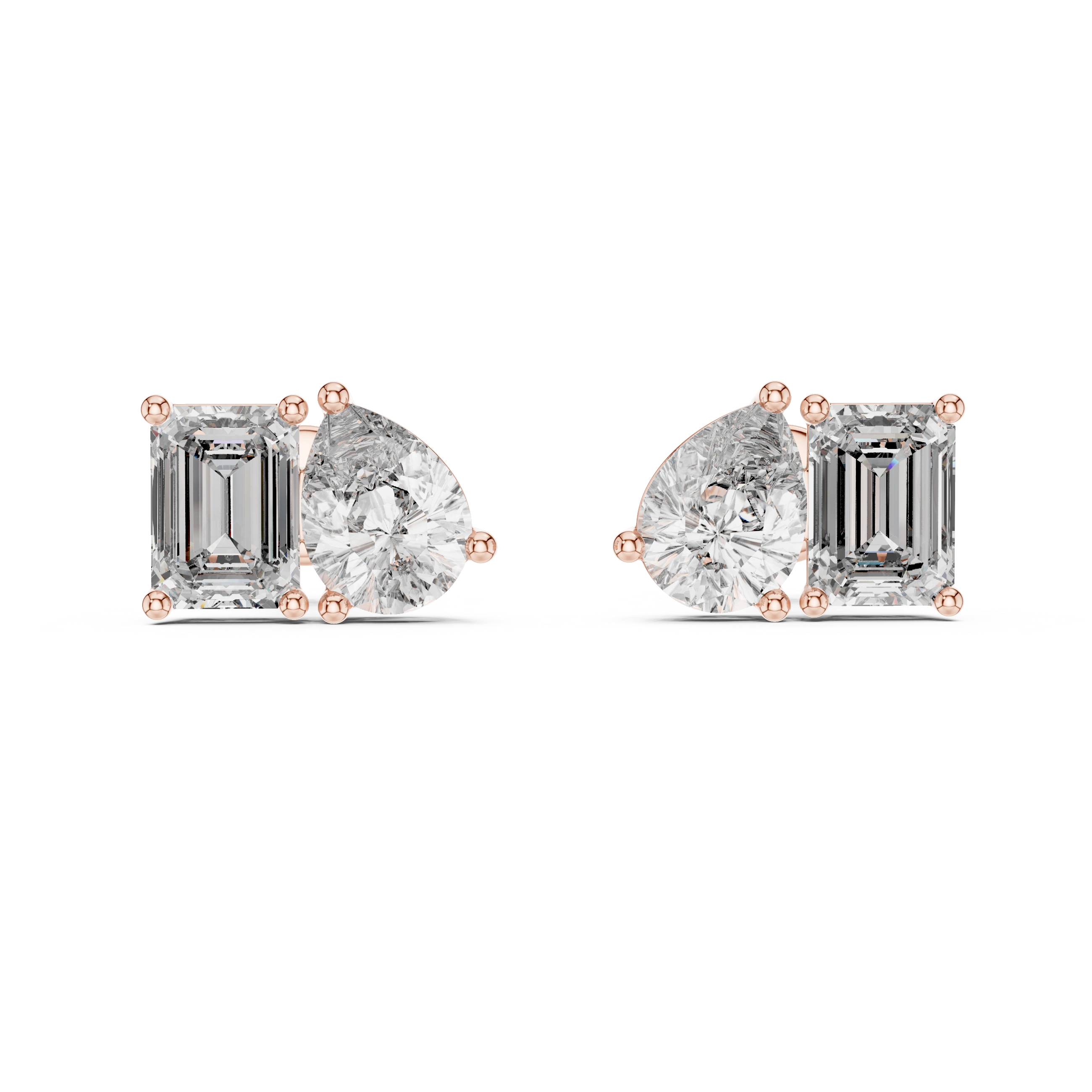Gold 2Ct Moi Et Toi Lab Grown Diamond Aroa Earrings