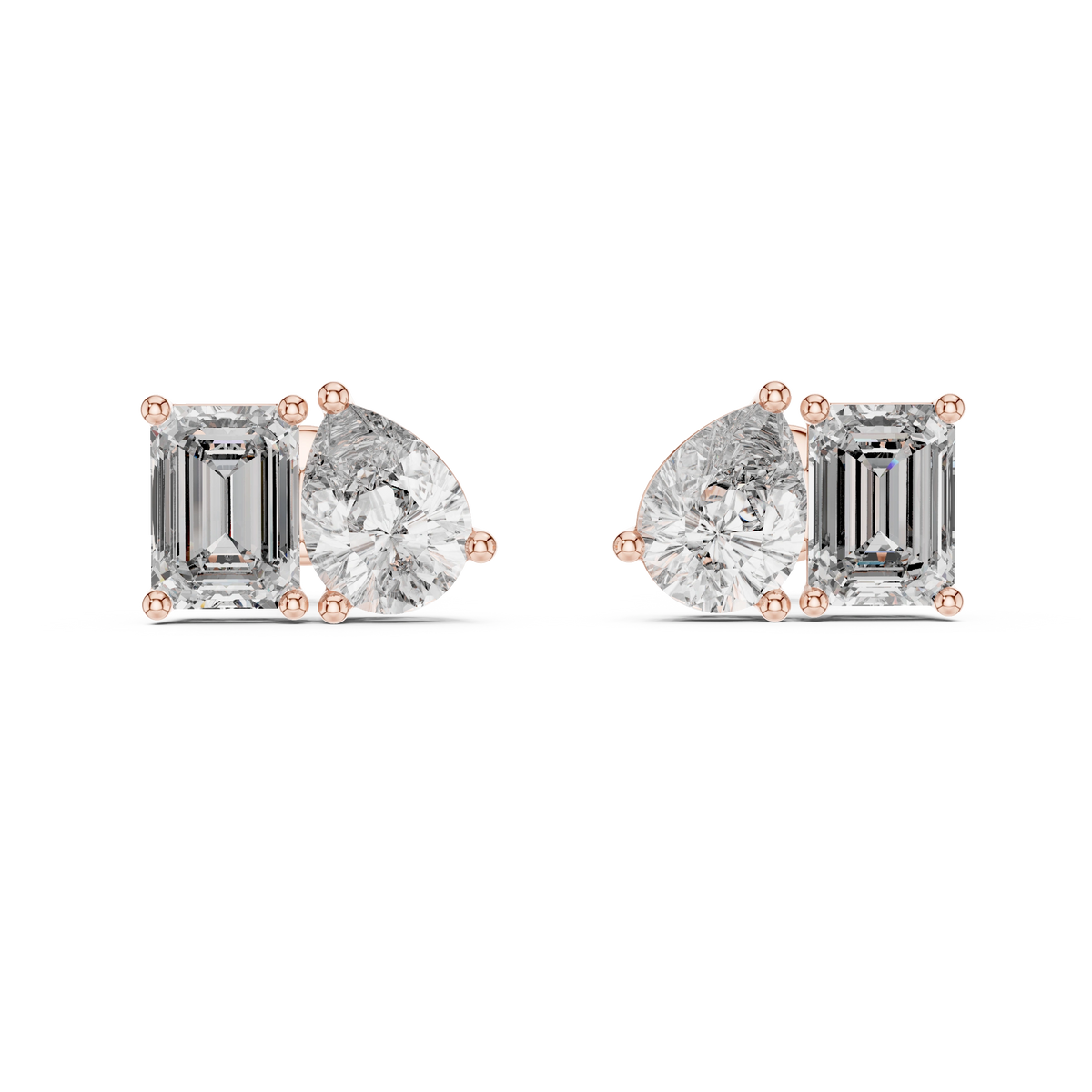 Gold 2Ct Moi Et Toi Lab Grown Diamond Aroa Earrings