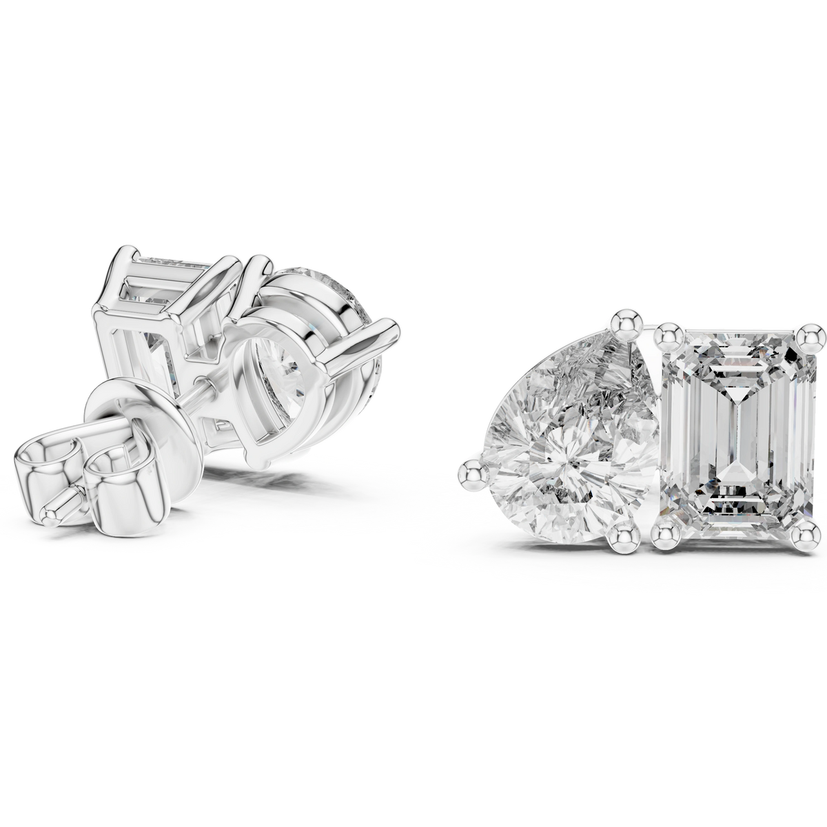 Gold 2Ct Moi Et Toi Lab Grown Diamond Aroa Earrings