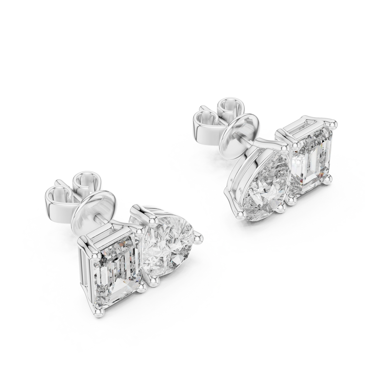 Gold 2Ct Moi Et Toi Lab Grown Diamond Aroa Earrings