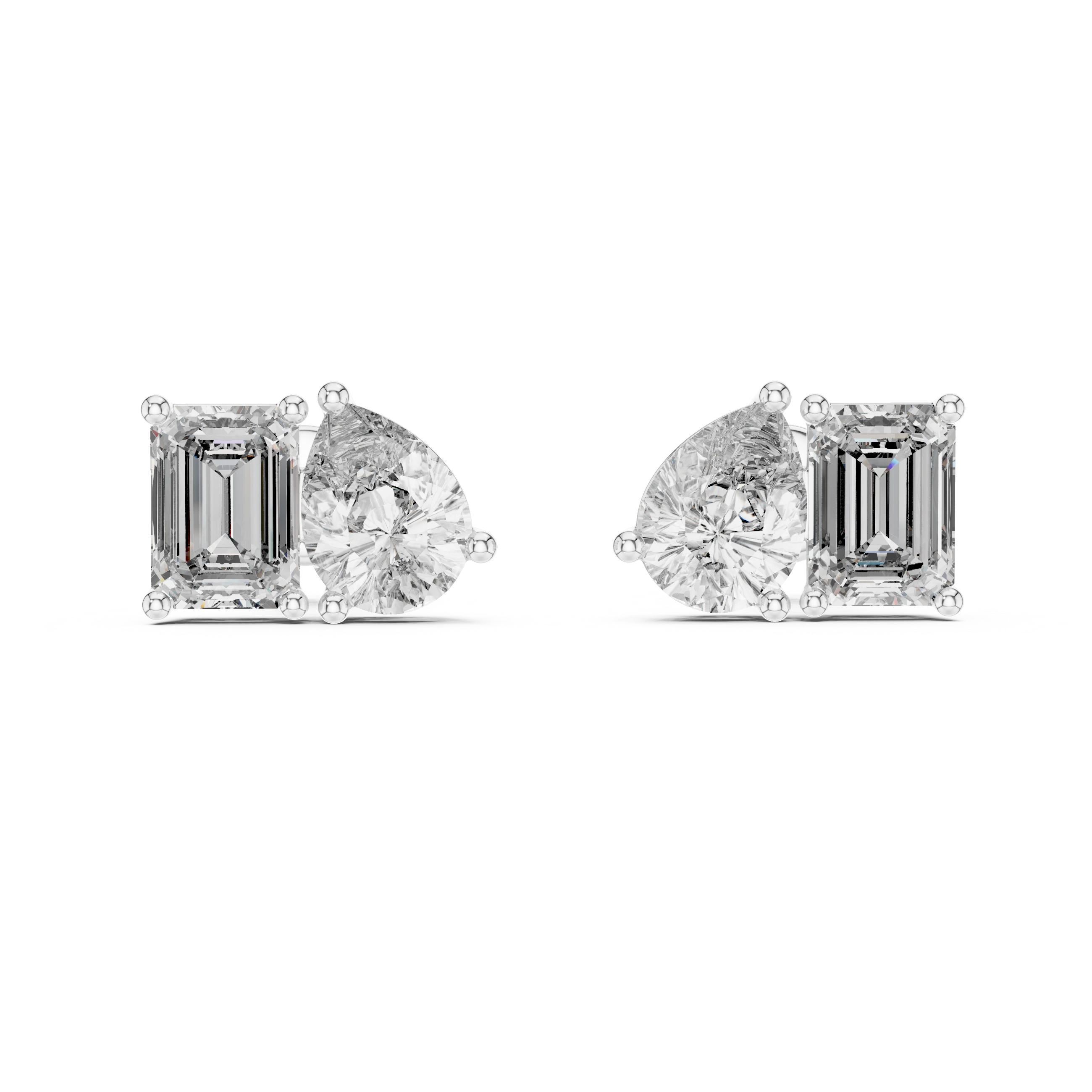 Gold 2Ct Moi Et Toi Lab Grown Diamond Aroa Earrings
