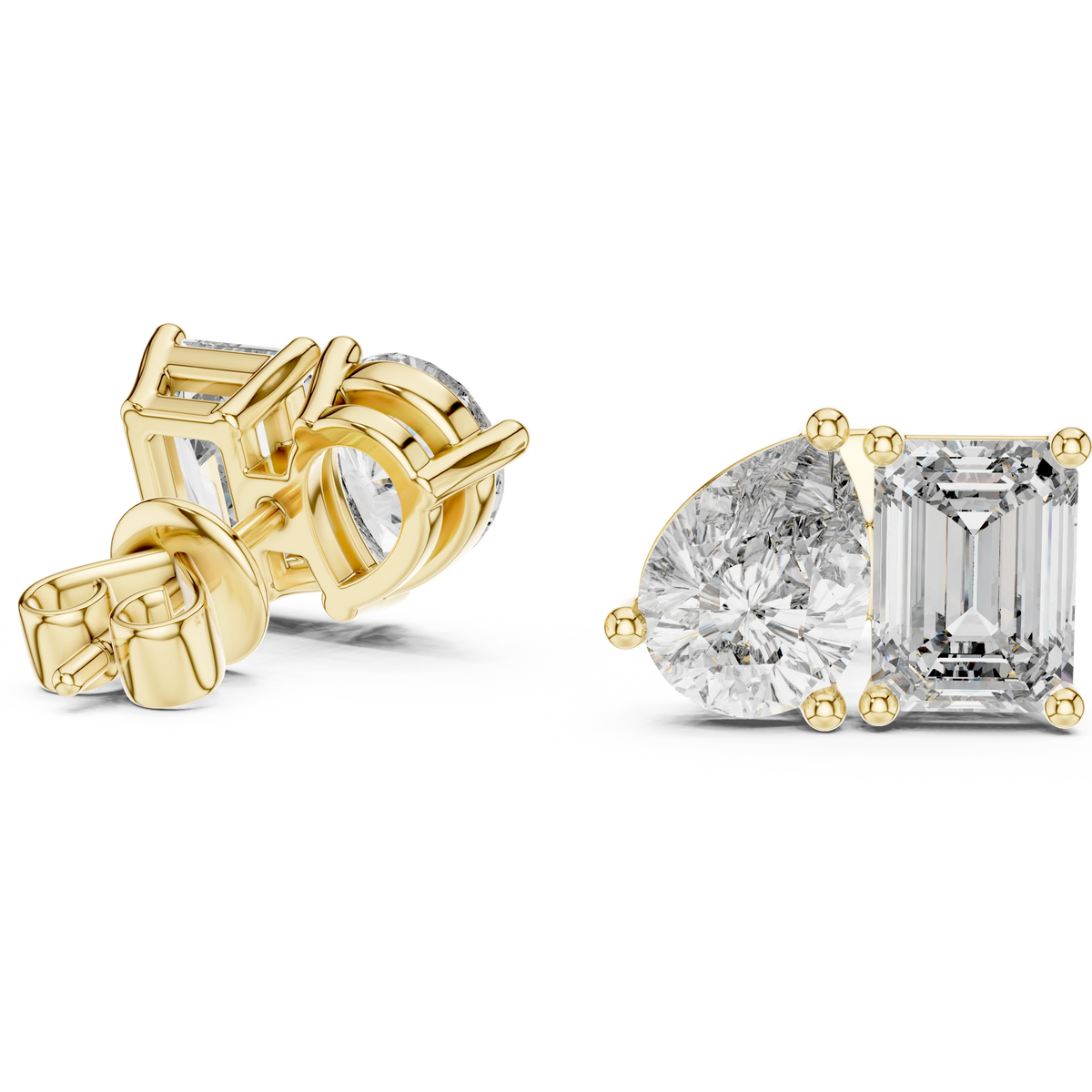 Gold 2Ct Moi Et Toi Lab Grown Diamond Aroa Earrings