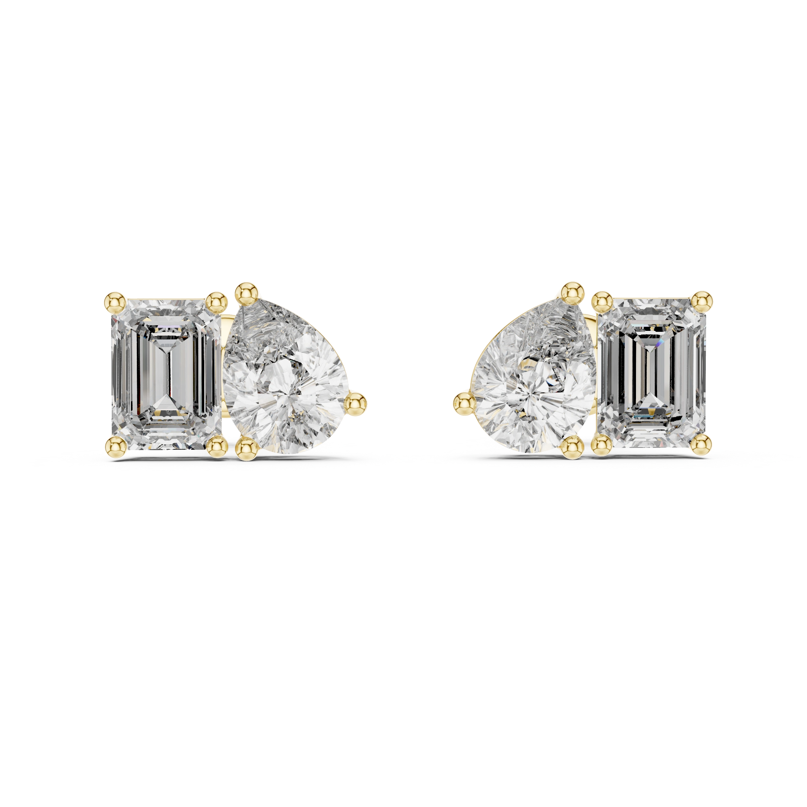 Gold 2Ct Moi Et Toi Lab Grown Diamond Aroa Earrings