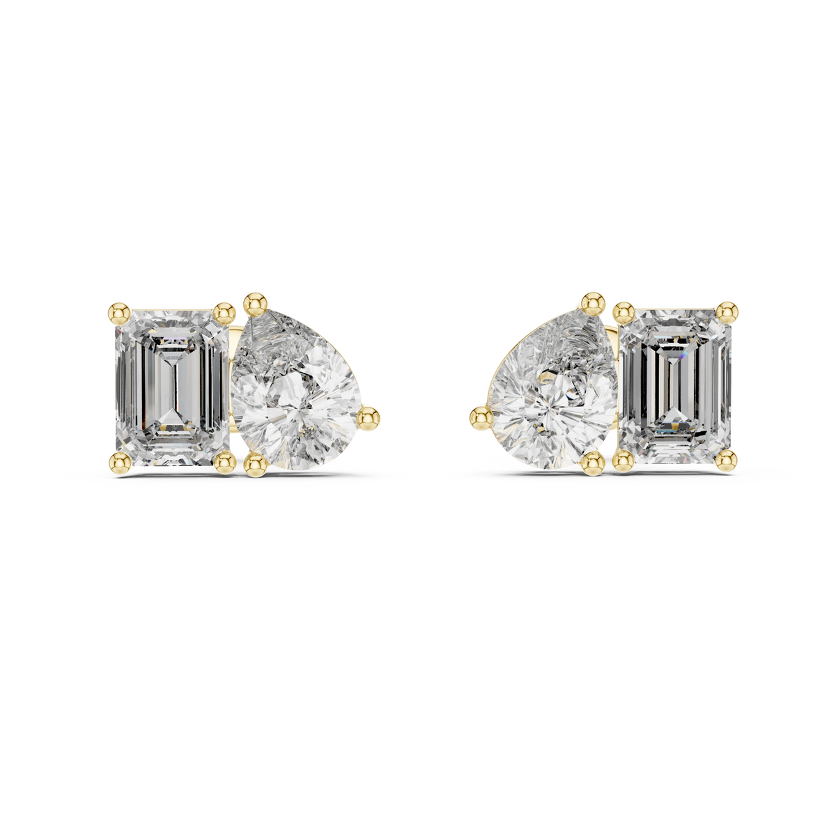 Gold 2Ct Moi Et Toi Lab Grown Diamond Aroa Earrings