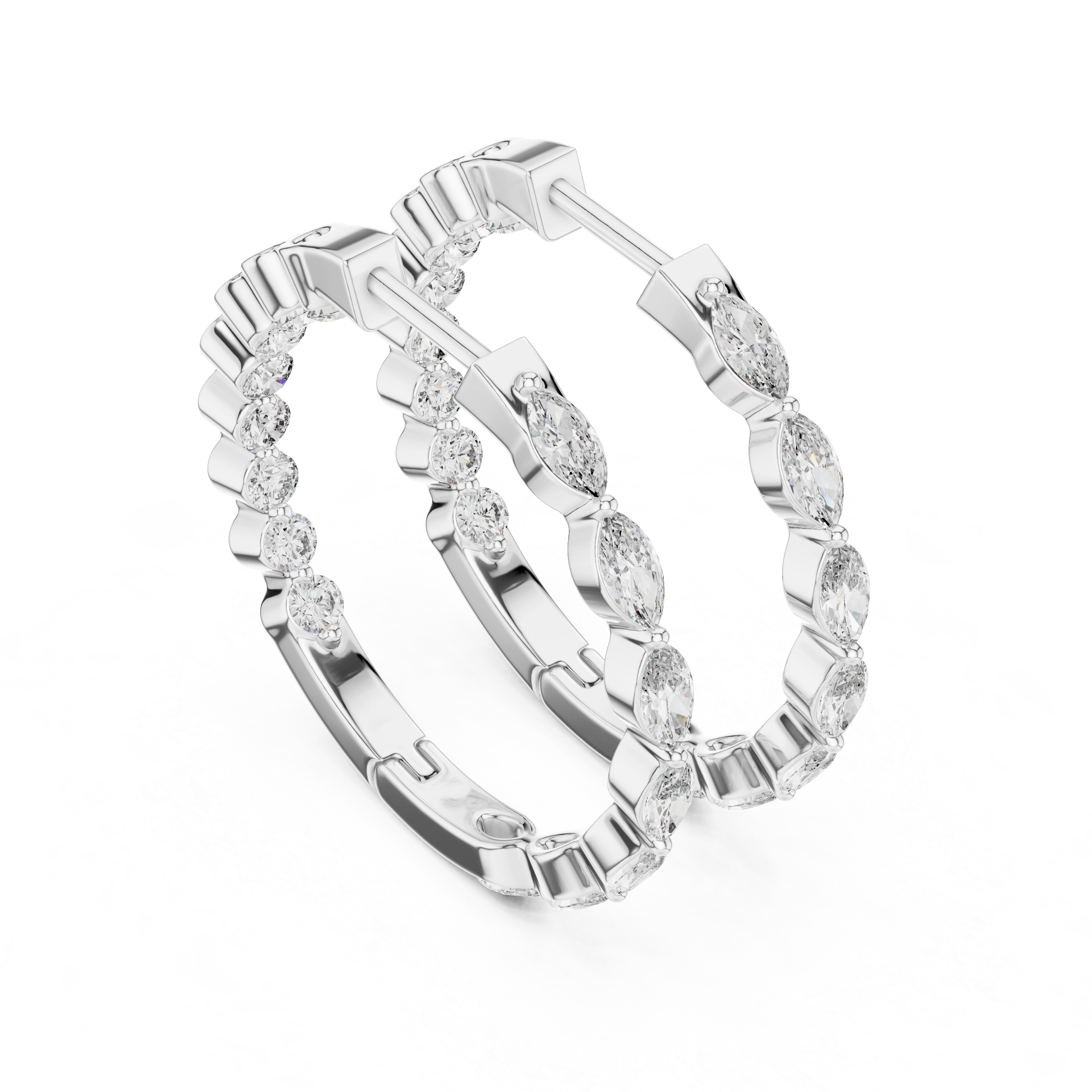 Gold 1Ct Marquise Lab Grown Diamond Biana Earrings