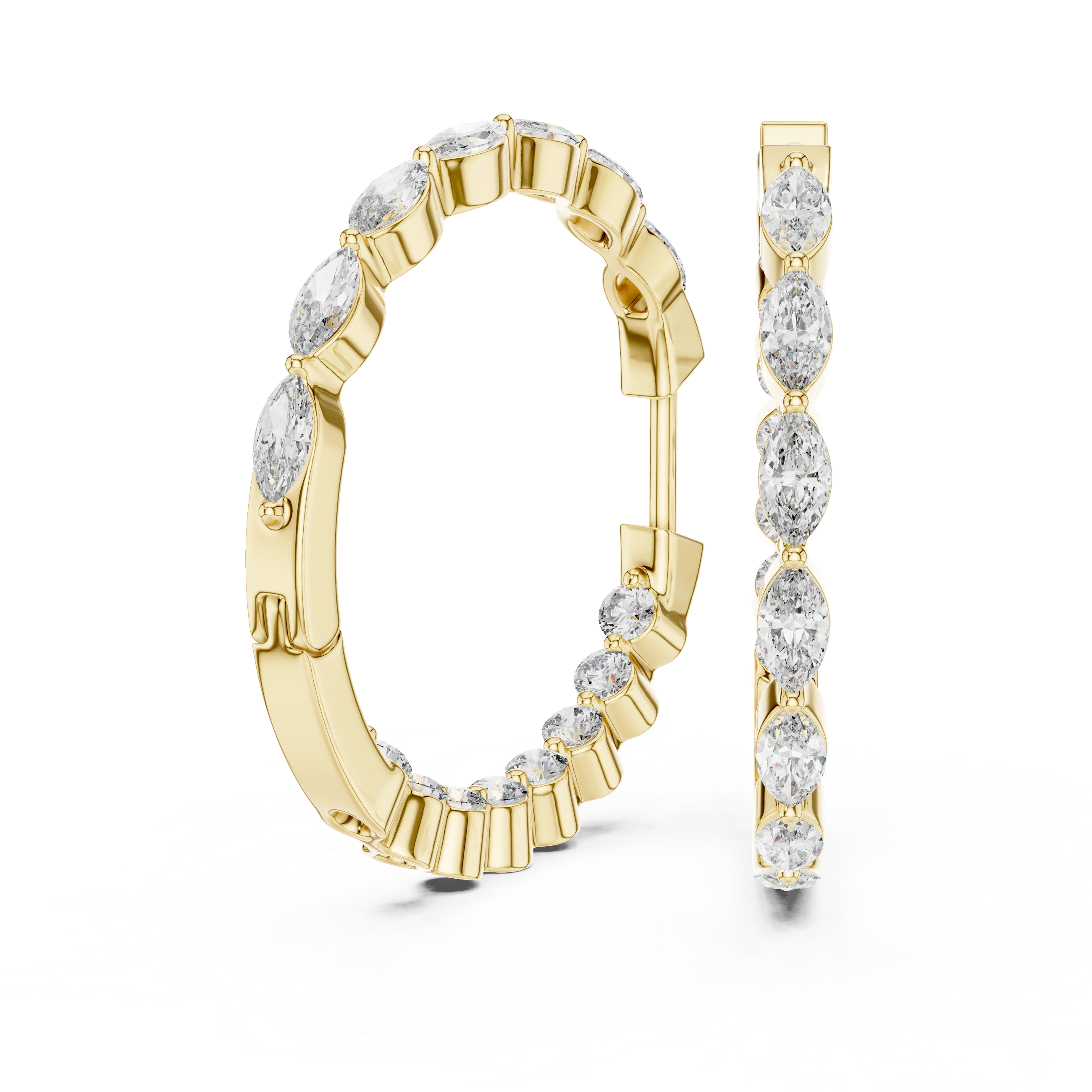 Gold 1Ct Marquise Lab Grown Diamond Biana Earrings