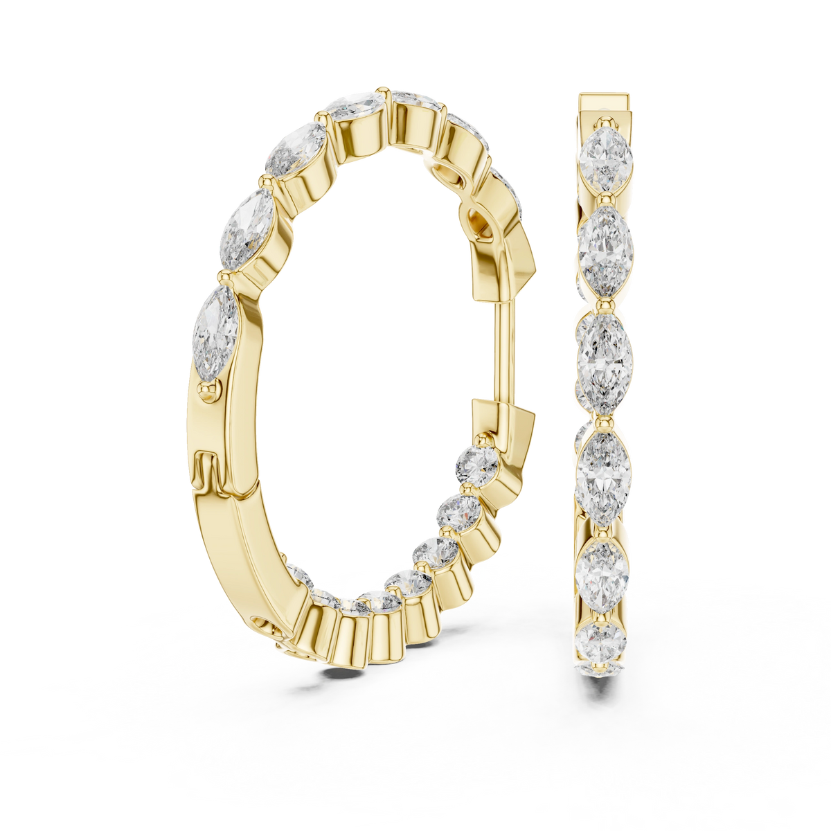 Gold 1Ct Marquise Lab Grown Diamond Biana Earrings