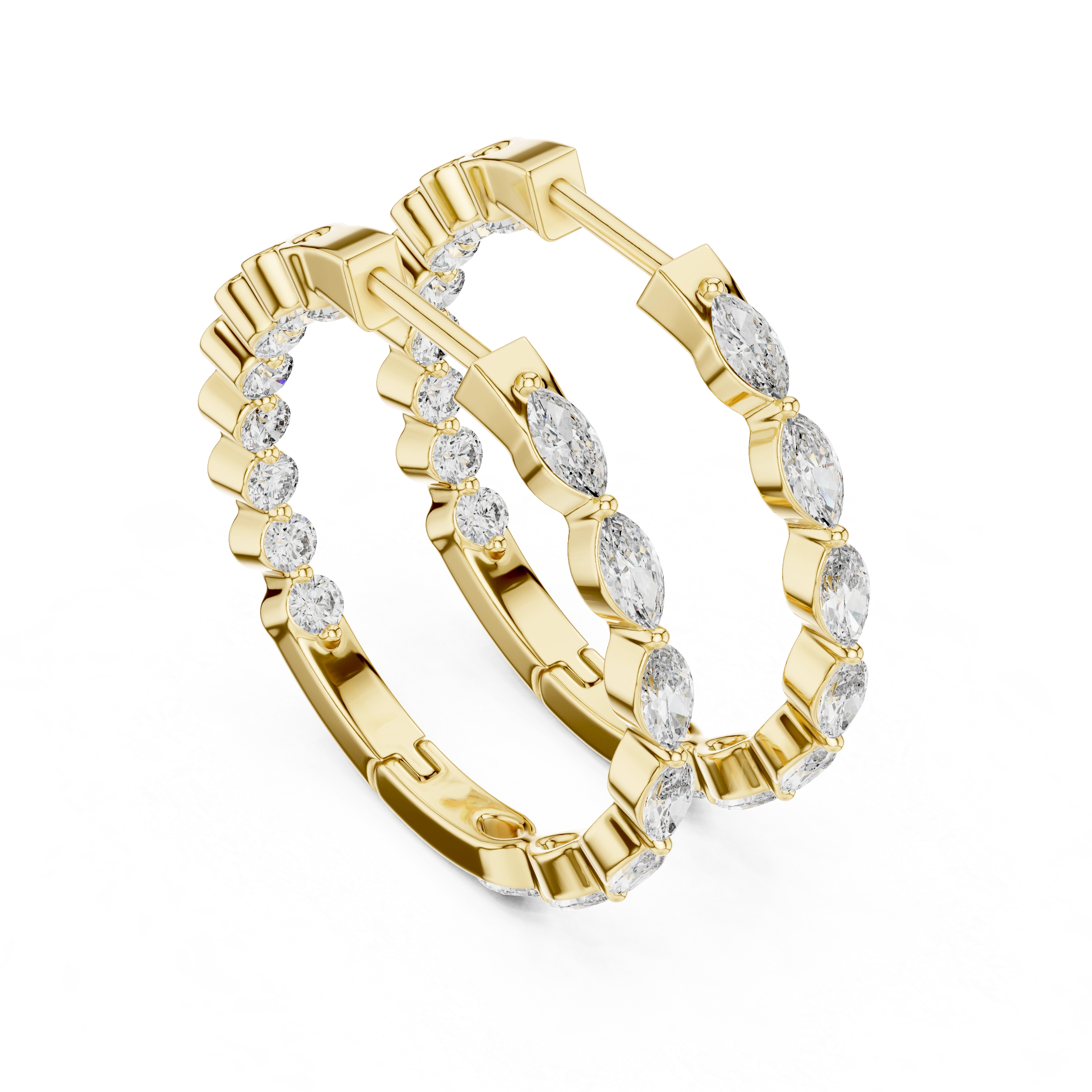 Gold 1Ct Marquise Lab Grown Diamond Biana Earrings