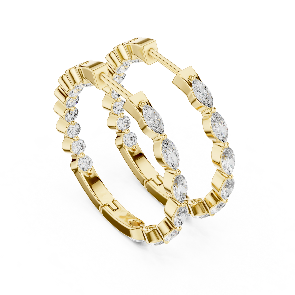 Gold 1Ct Marquise Lab Grown Diamond Biana Earrings