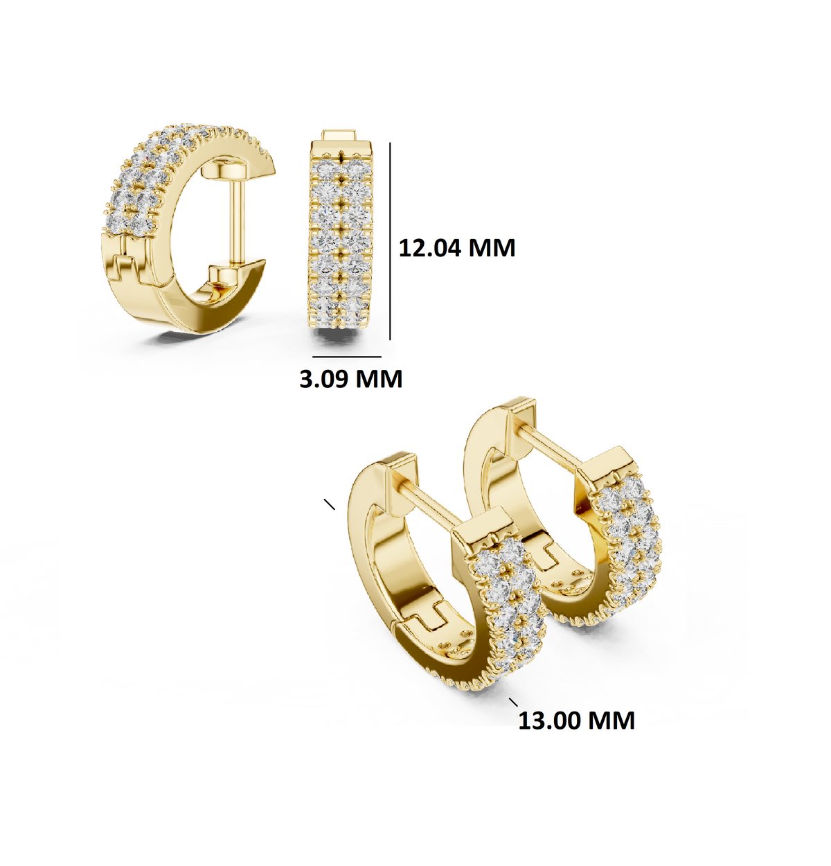 Gold 0 20Ct Aitor Lab Grown Diamond Mini Hoop Earrings