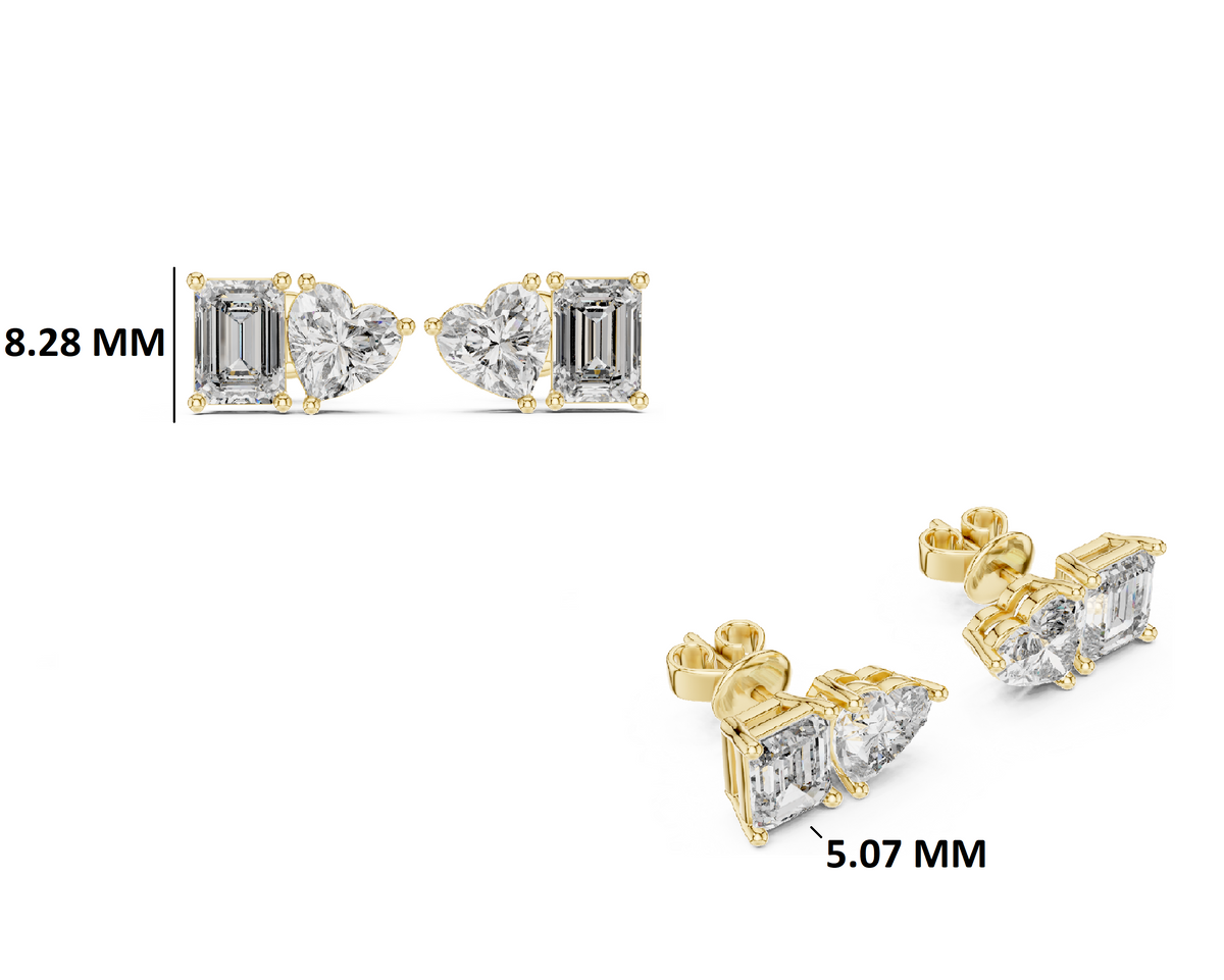 Gold 2Ct Izan Emerald Heart Lab Grown Diamond Earrings