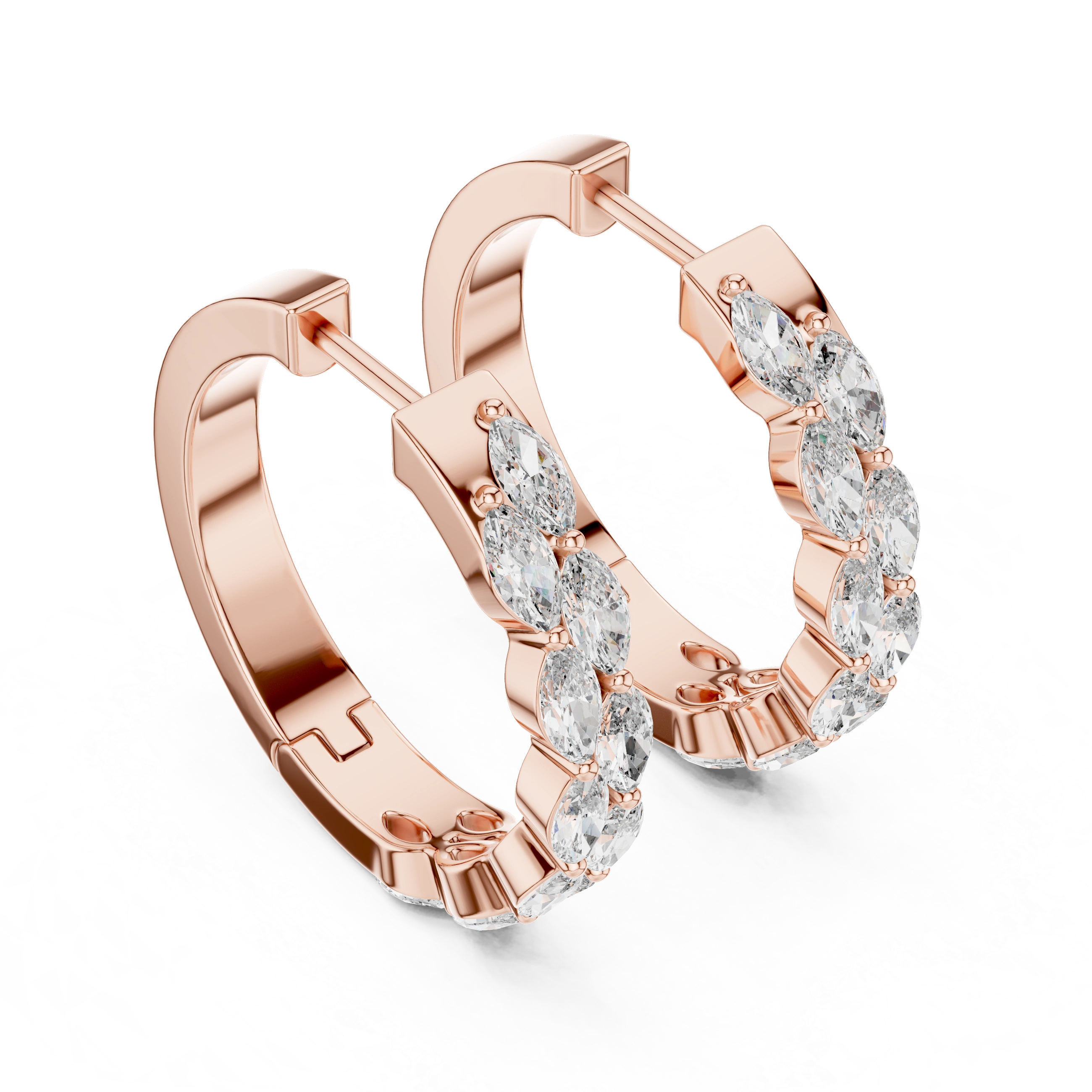 Gold 1 6Ct Auric Lab Grown Diamond Marquis Hoop Earrings