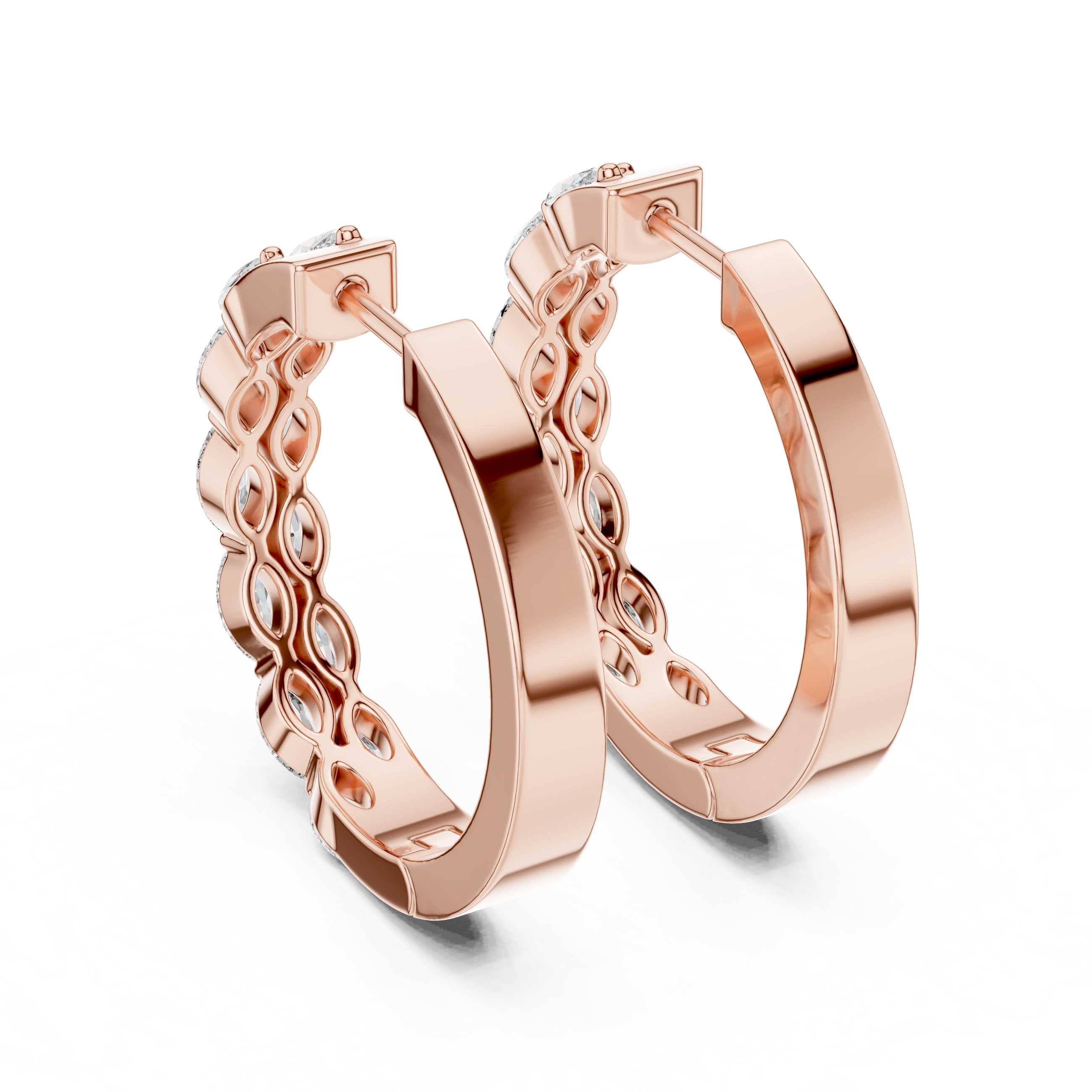 Gold 1 6Ct Auric Lab Grown Diamond Marquis Hoop Earrings