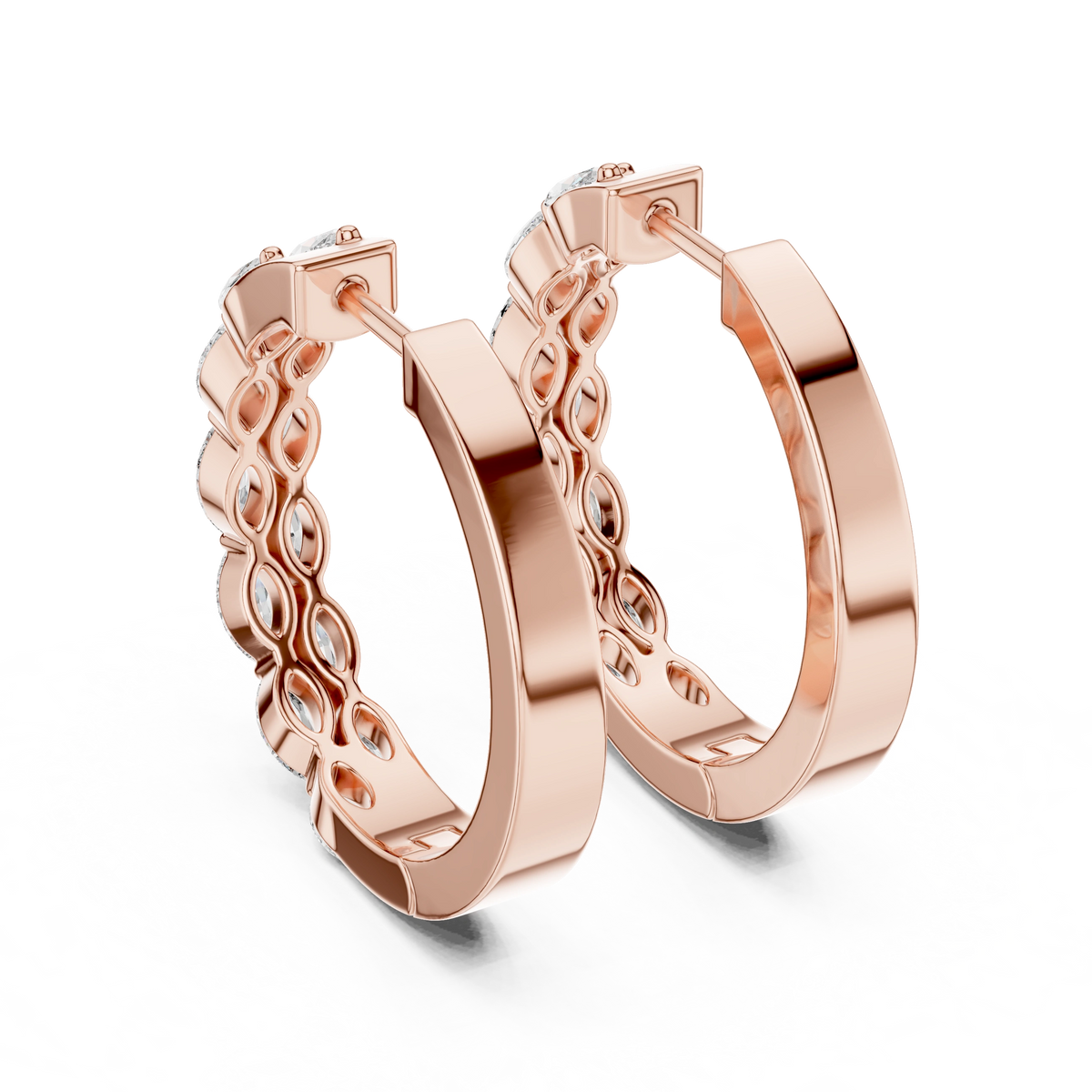 Gold 1 6Ct Auric Lab Grown Diamond Marquis Hoop Earrings