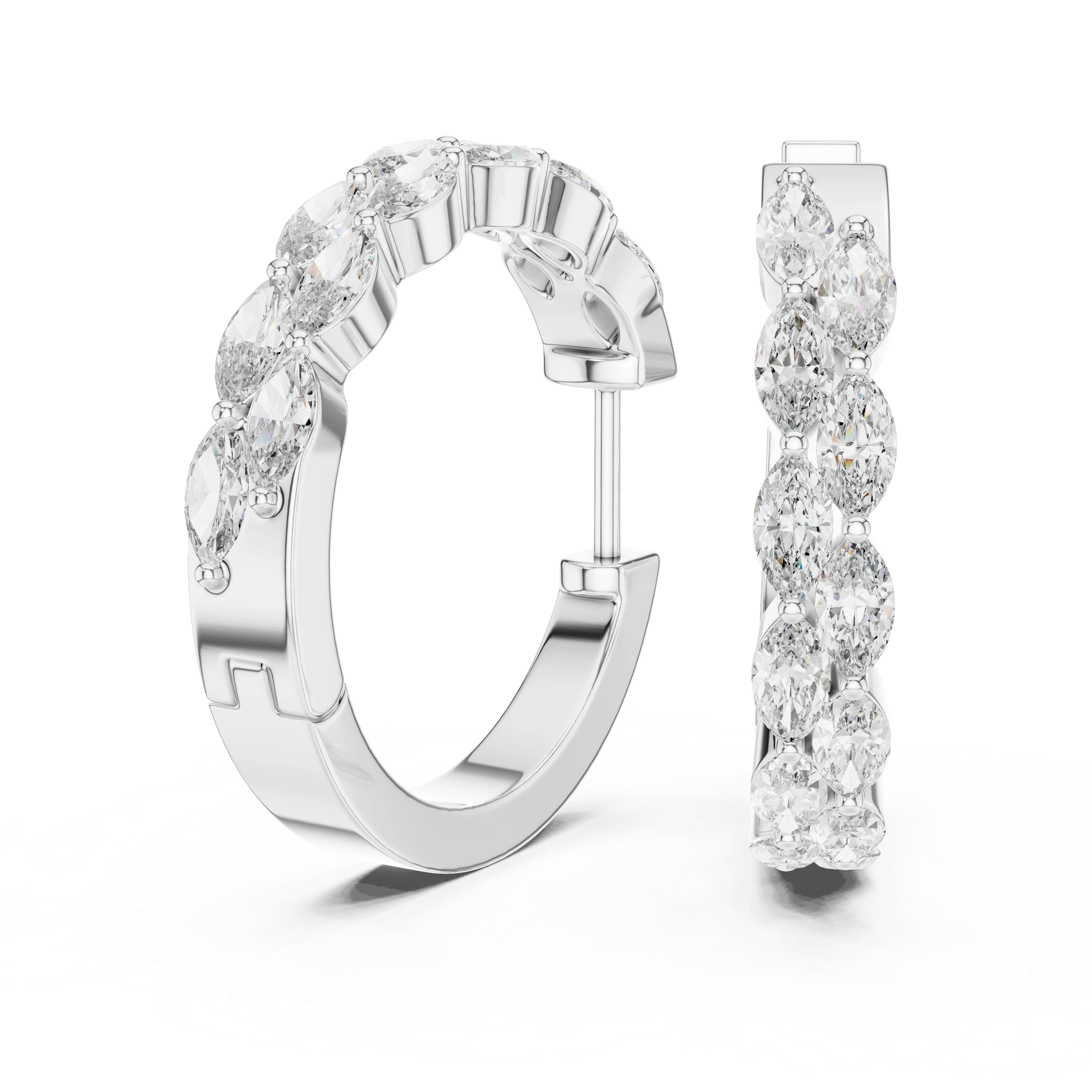 Gold 1 6Ct Auric Lab Grown Diamond Marquis Hoop Earrings