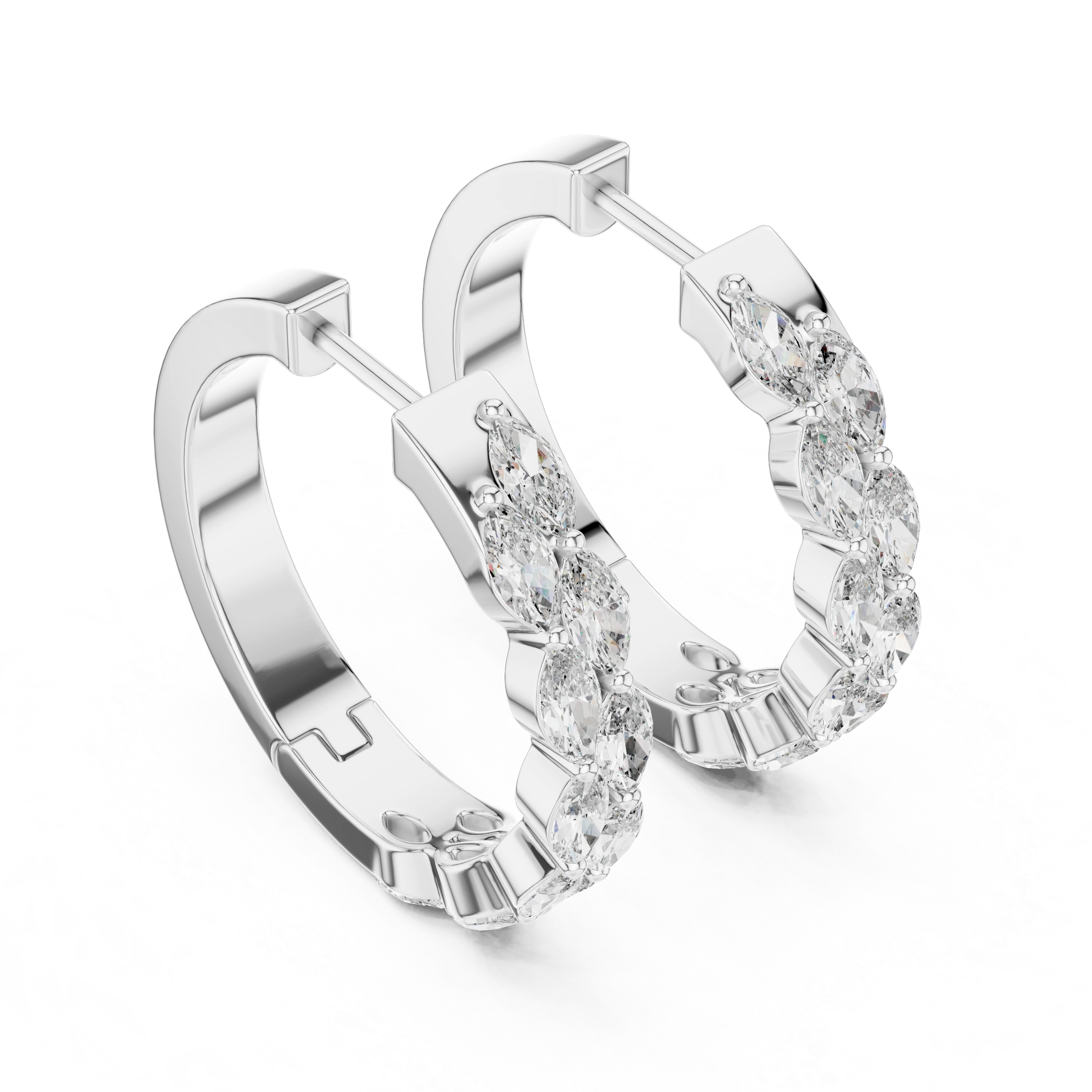 Gold 1 6Ct Auric Lab Grown Diamond Marquis Hoop Earrings
