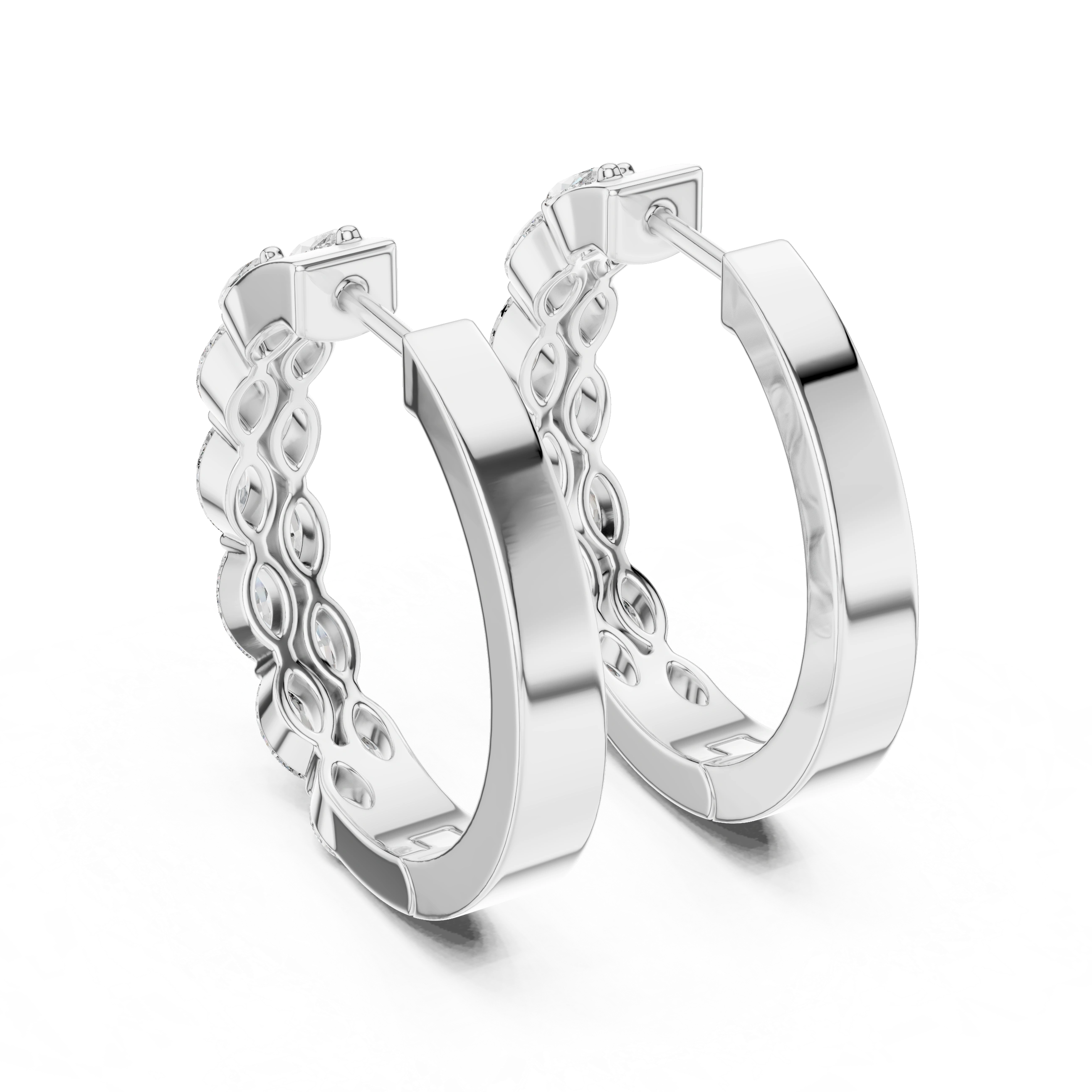 Gold 1 6Ct Auric Lab Grown Diamond Marquis Hoop Earrings