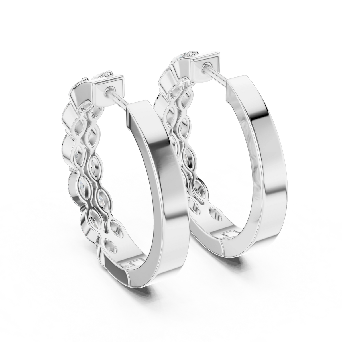 Gold 1 6Ct Auric Lab Grown Diamond Marquis Hoop Earrings