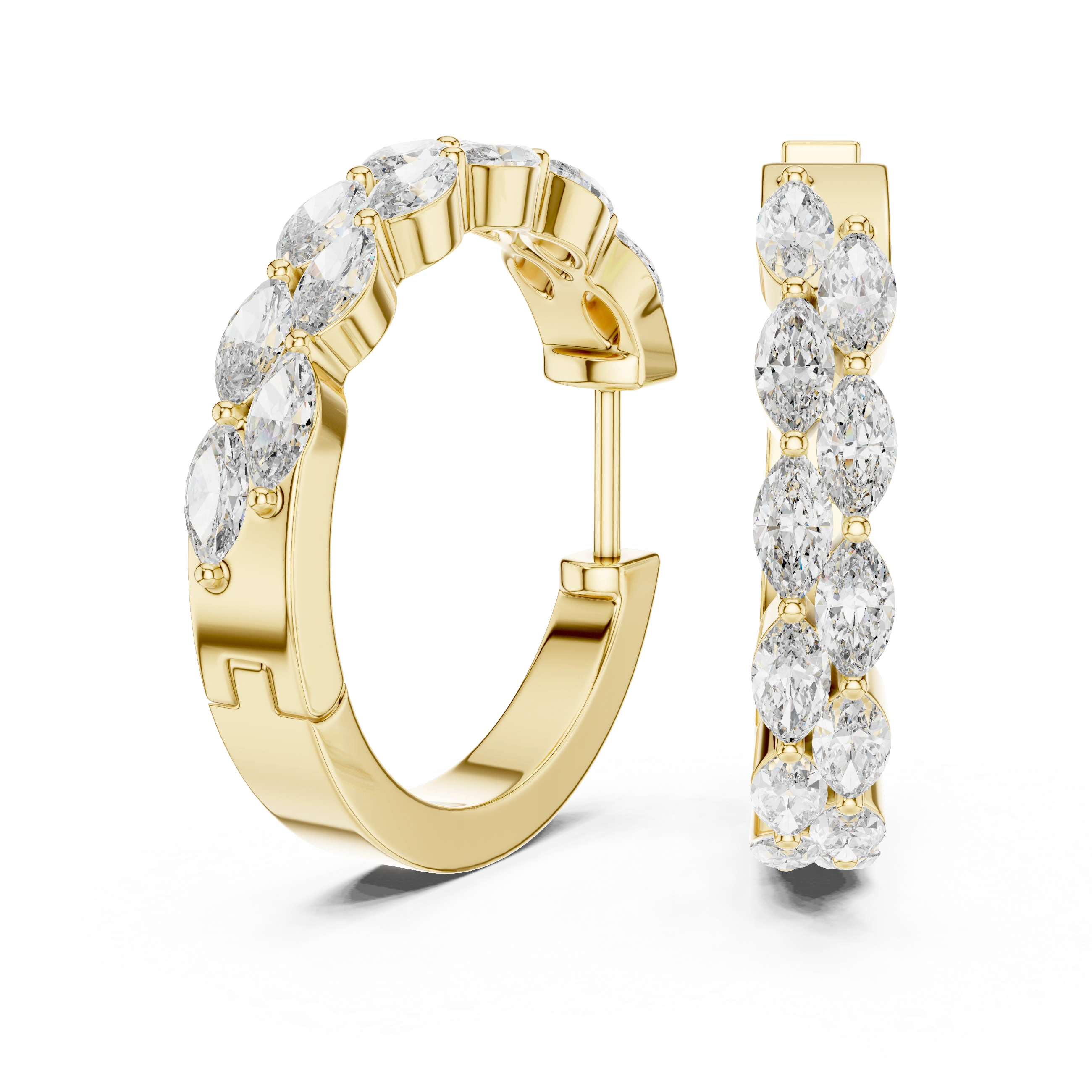 Gold 1 6Ct Auric Lab Grown Diamond Marquis Hoop Earrings