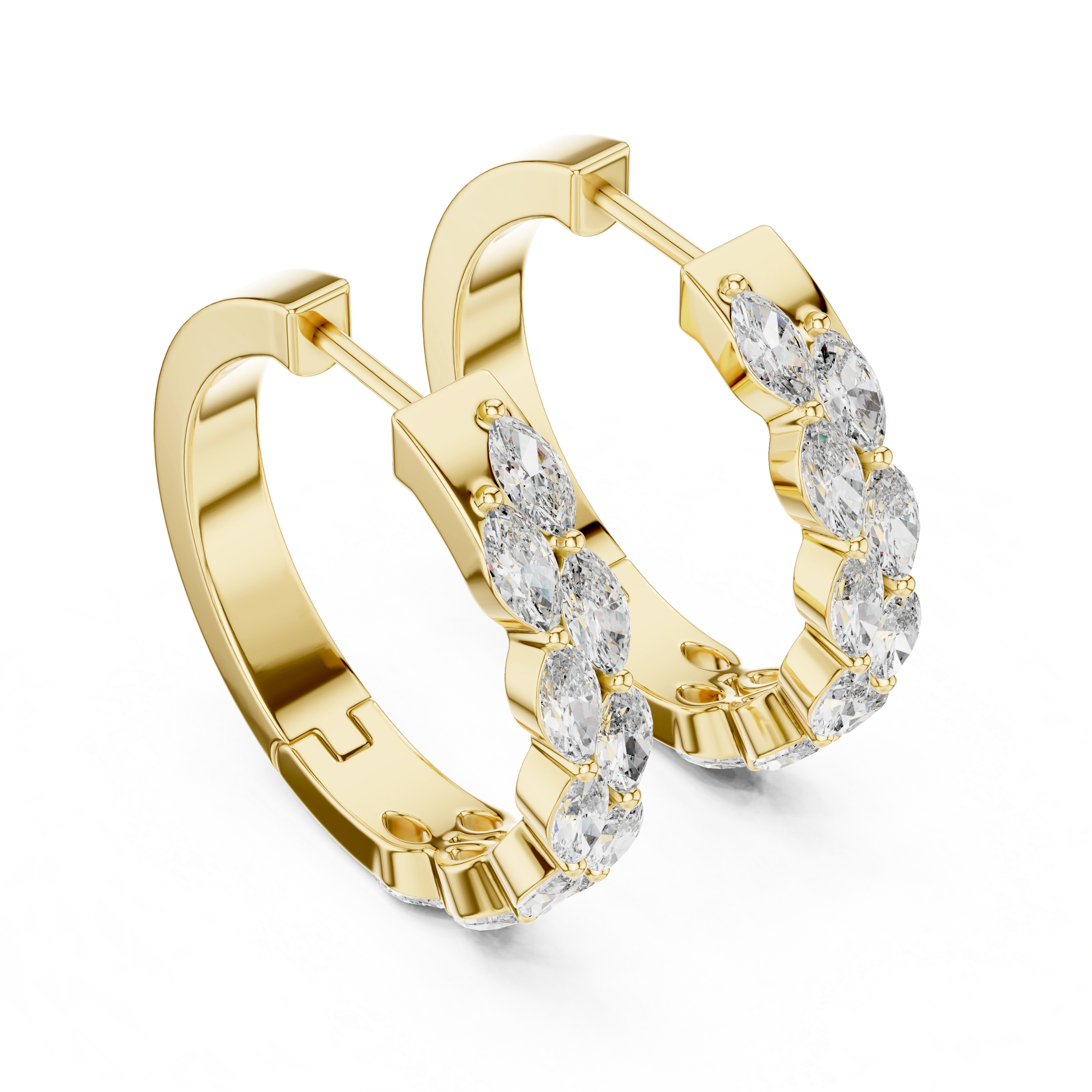 Gold 1 6Ct Auric Lab Grown Diamond Marquis Hoop Earrings