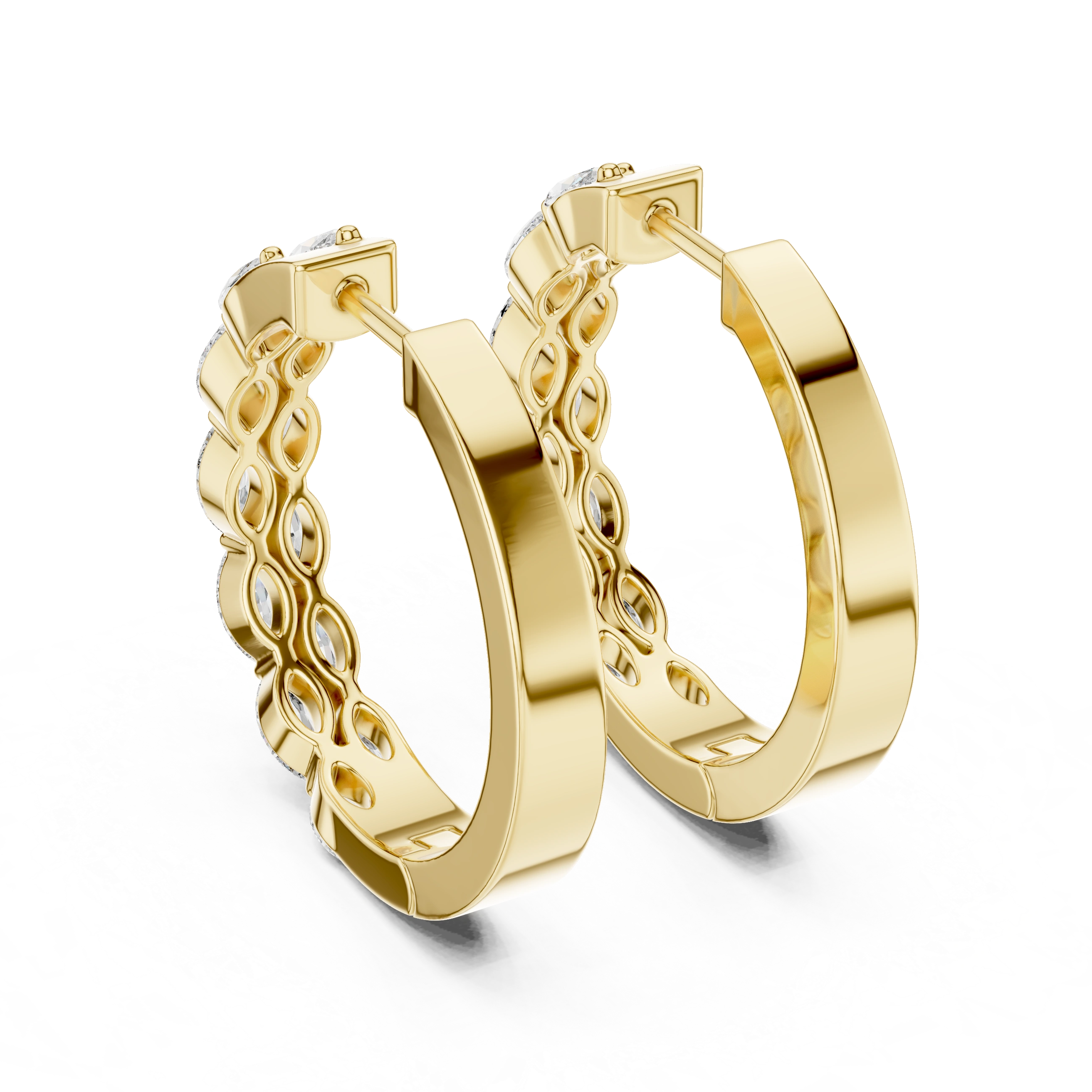 Gold 1 6Ct Auric Lab Grown Diamond Marquis Hoop Earrings