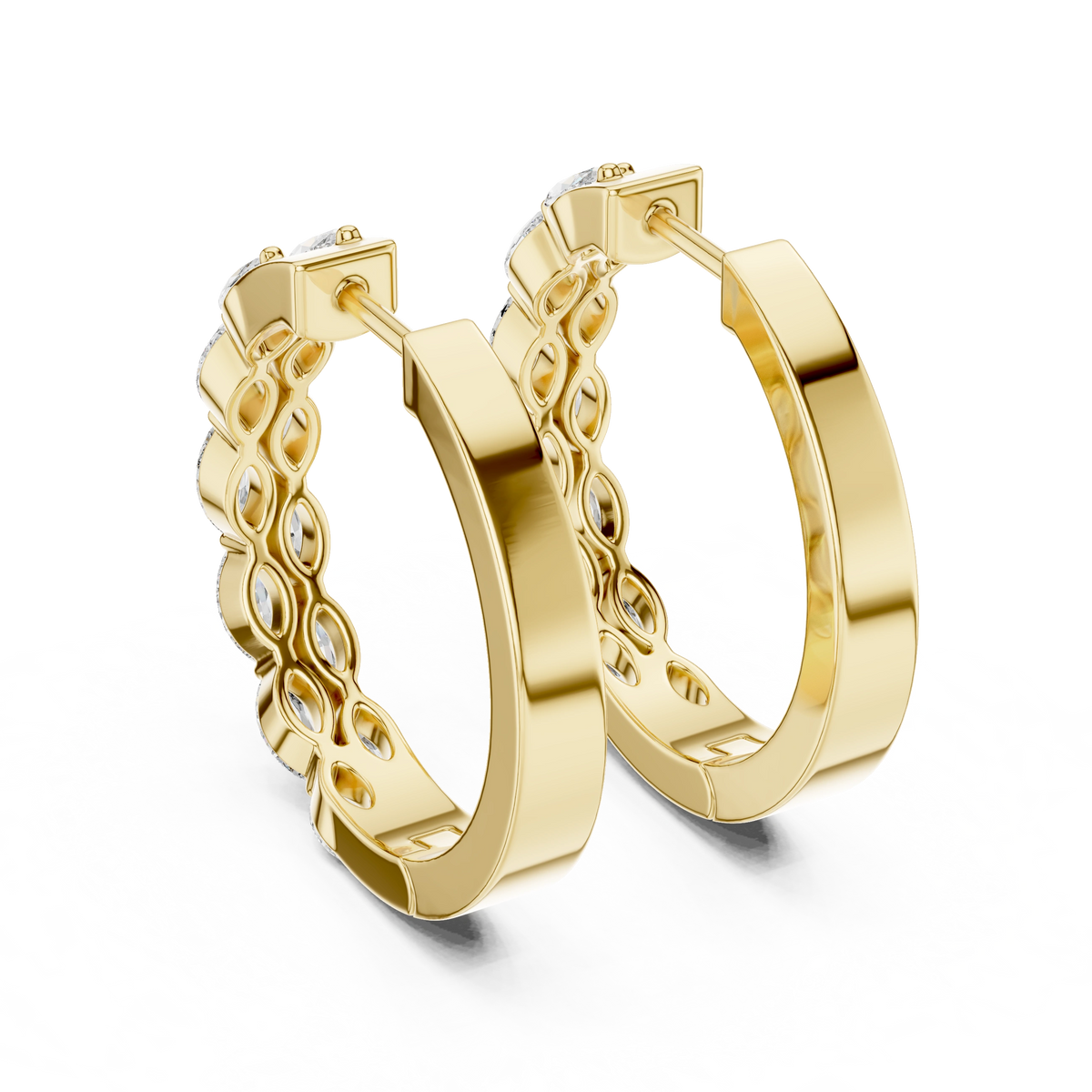 Gold 1 6Ct Auric Lab Grown Diamond Marquis Hoop Earrings