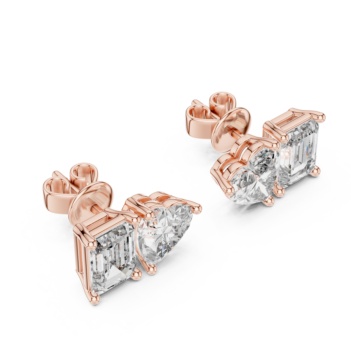 Gold 2Ct Izan Emerald Heart Lab Grown Diamond Earrings