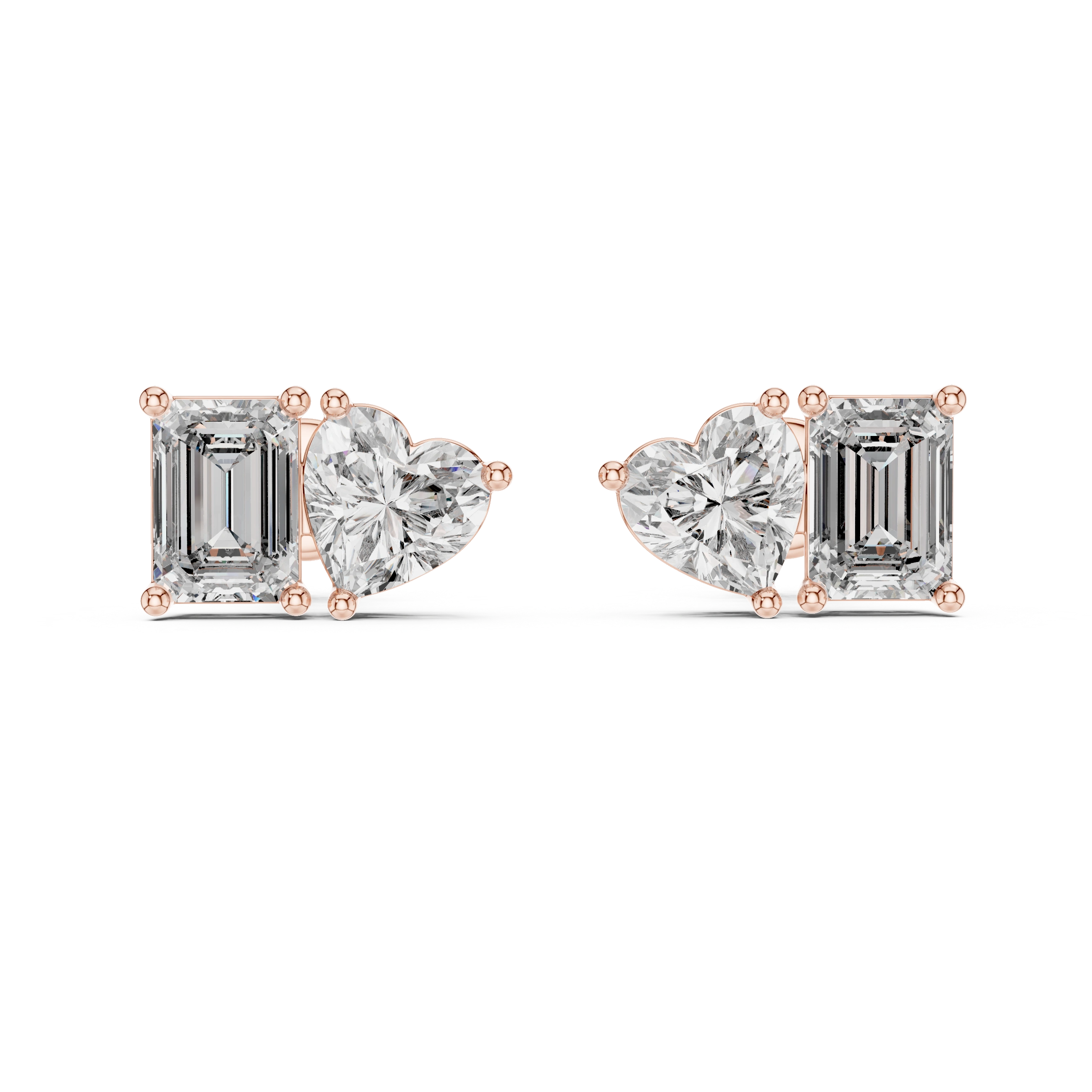 Gold 2Ct Izan Emerald Heart Lab Grown Diamond Earrings