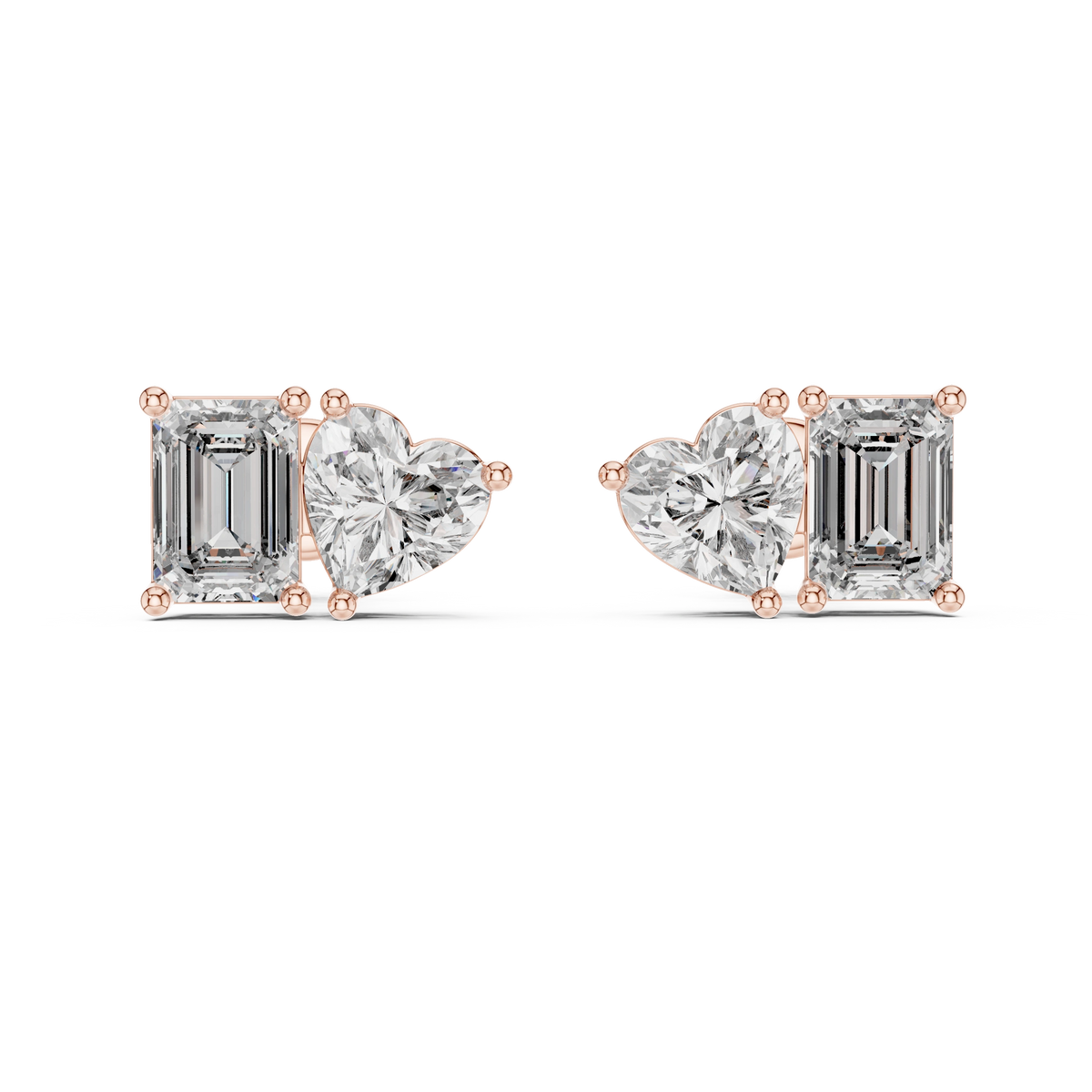 Gold 2Ct Izan Emerald Heart Lab Grown Diamond Earrings