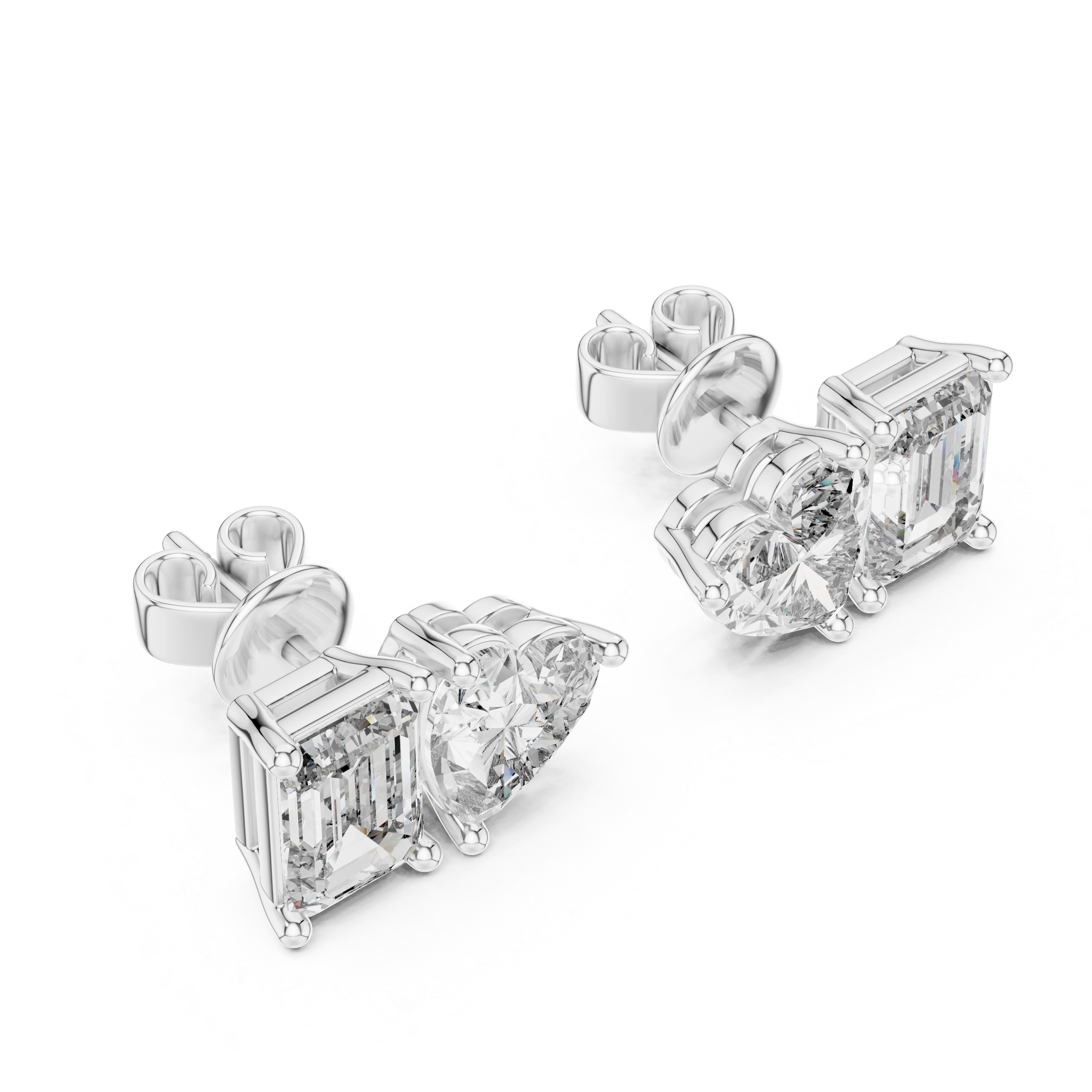 Gold 2Ct Izan Emerald Heart Lab Grown Diamond Earrings