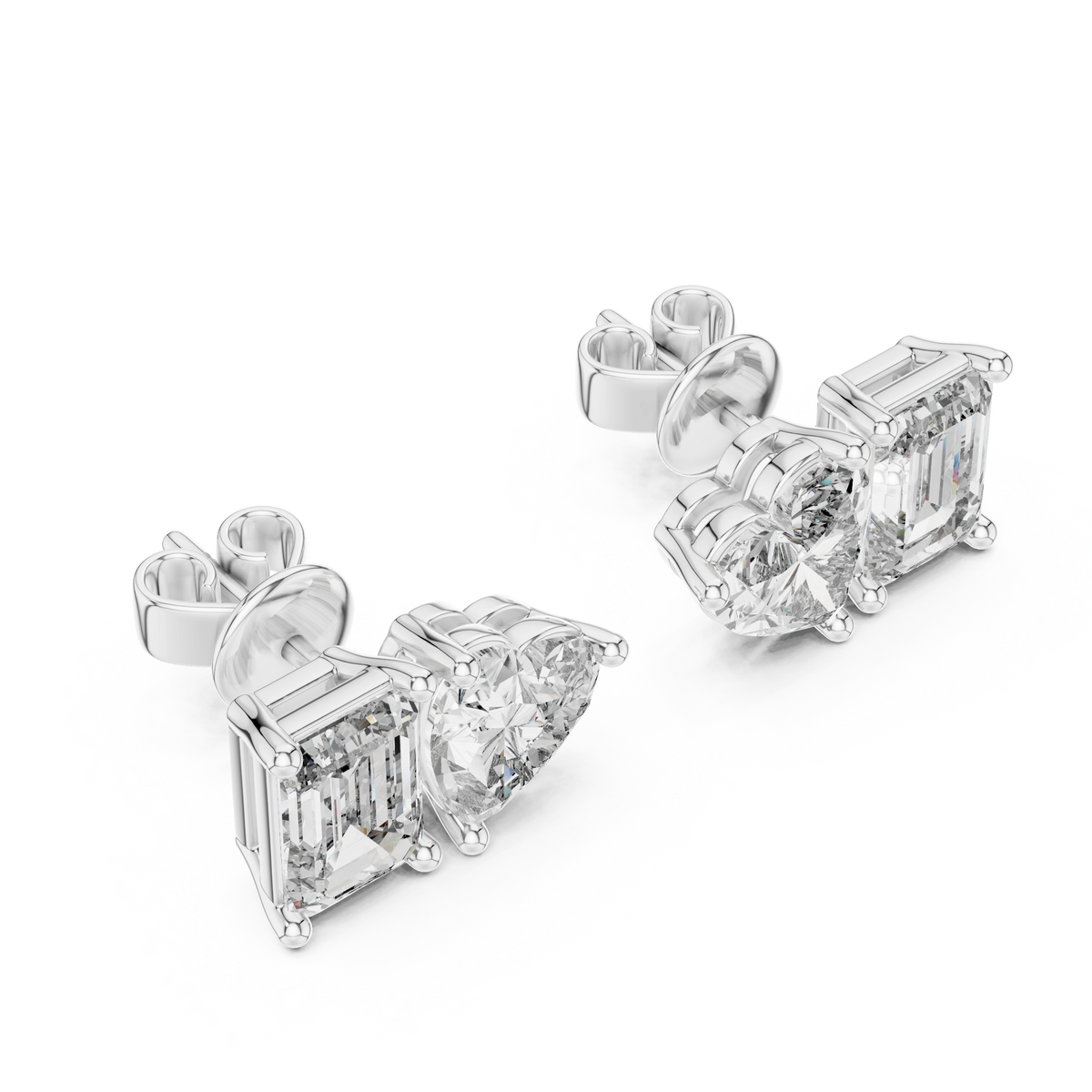 Gold 2Ct Izan Emerald Heart Lab Grown Diamond Earrings