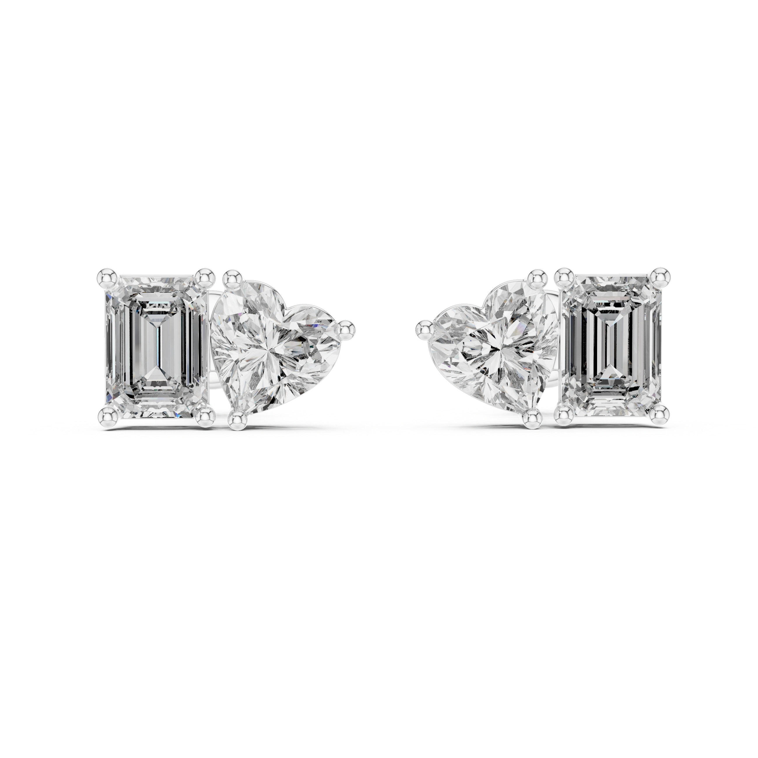Gold 2Ct Izan Emerald Heart Lab Grown Diamond Earrings