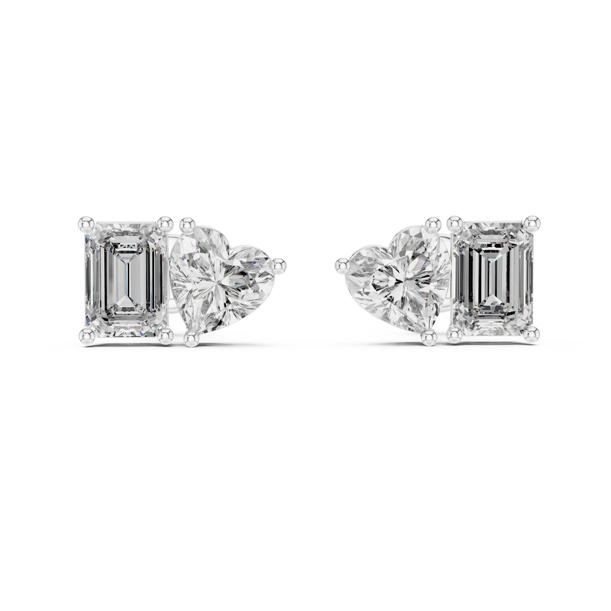 Gold 2Ct Izan Emerald Heart Lab Grown Diamond Earrings