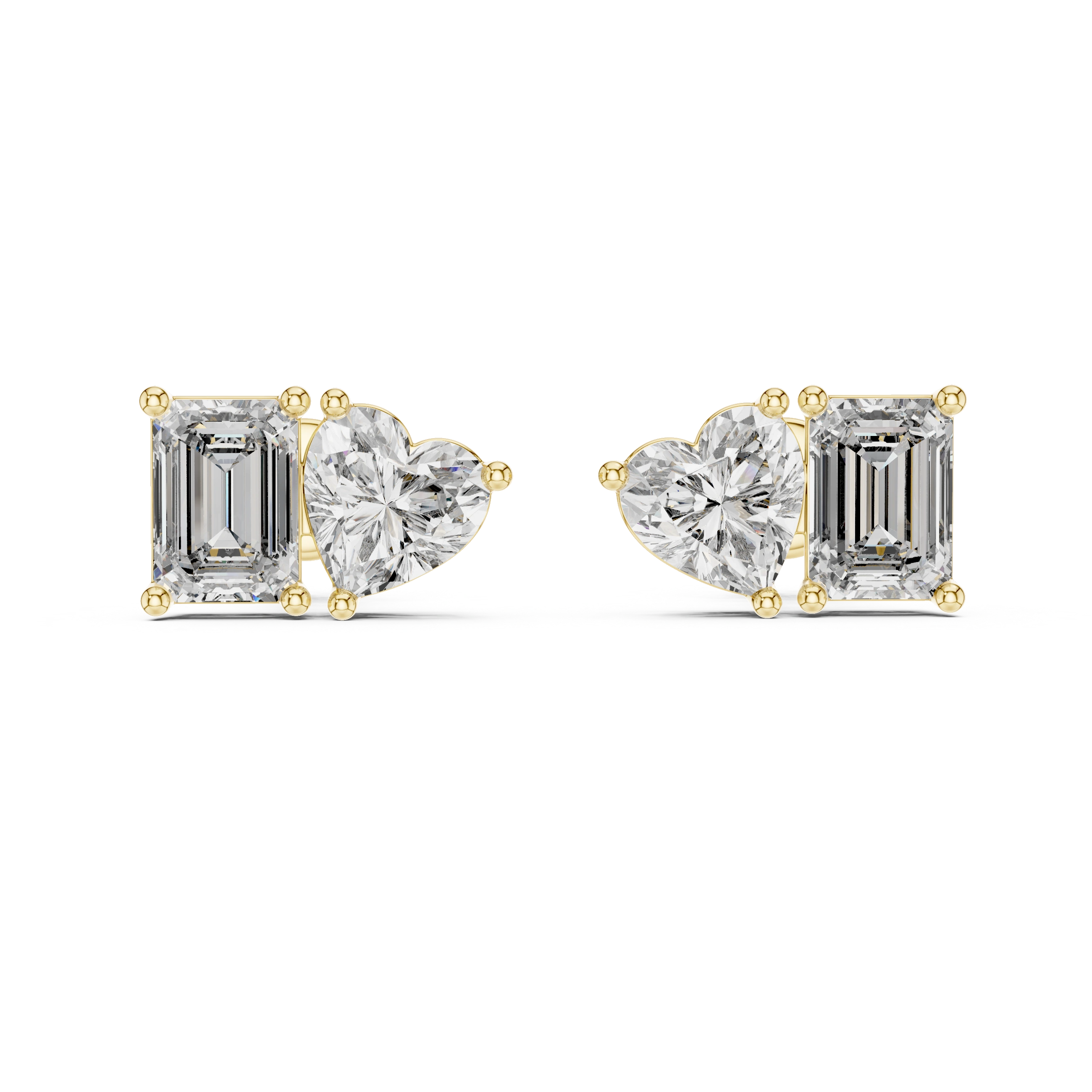 Gold 2Ct Izan Emerald Heart Lab Grown Diamond Earrings