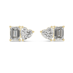Gold 2Ct Izan Emerald Heart Lab Grown Diamond Earrings