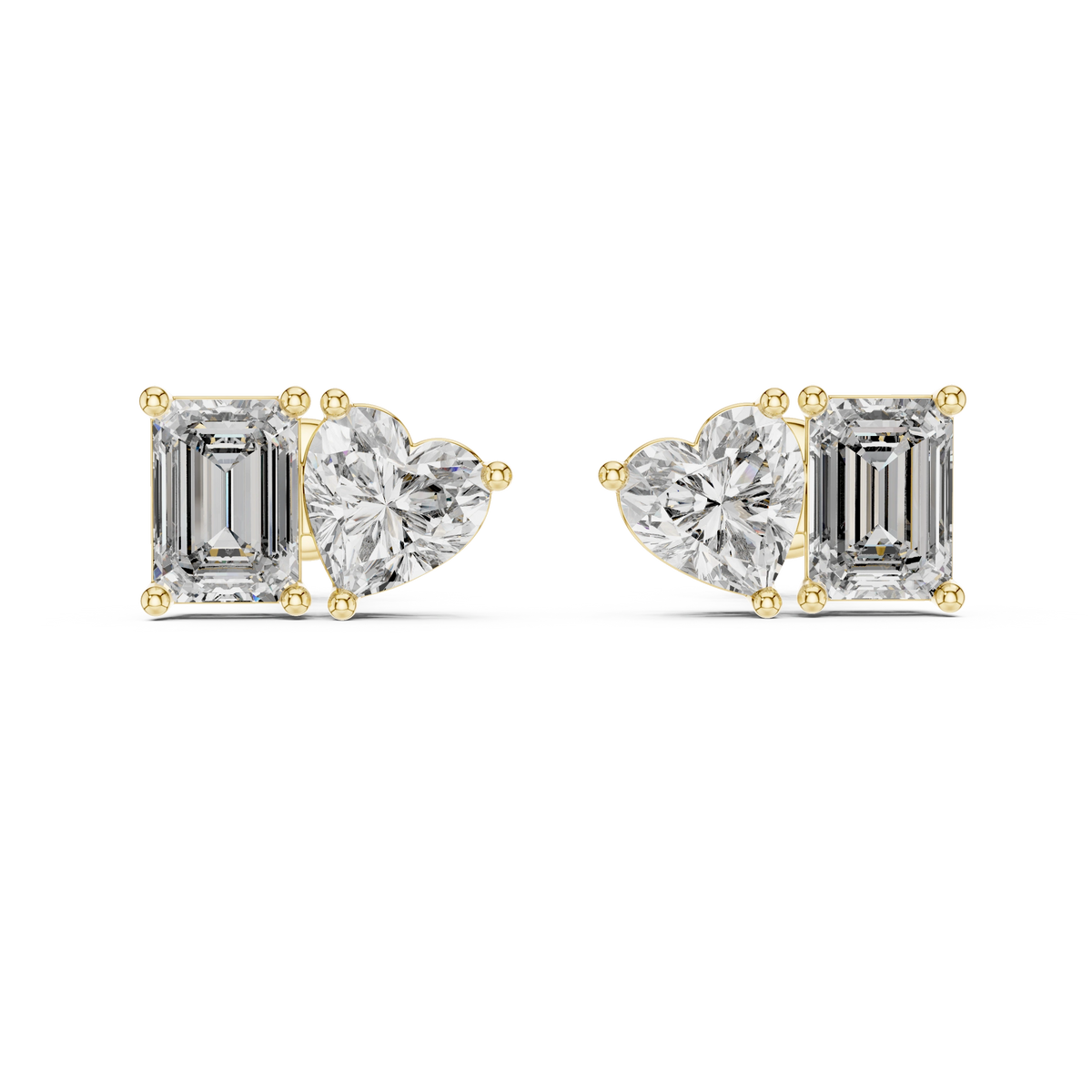 Gold 2Ct Izan Emerald Heart Lab Grown Diamond Earrings