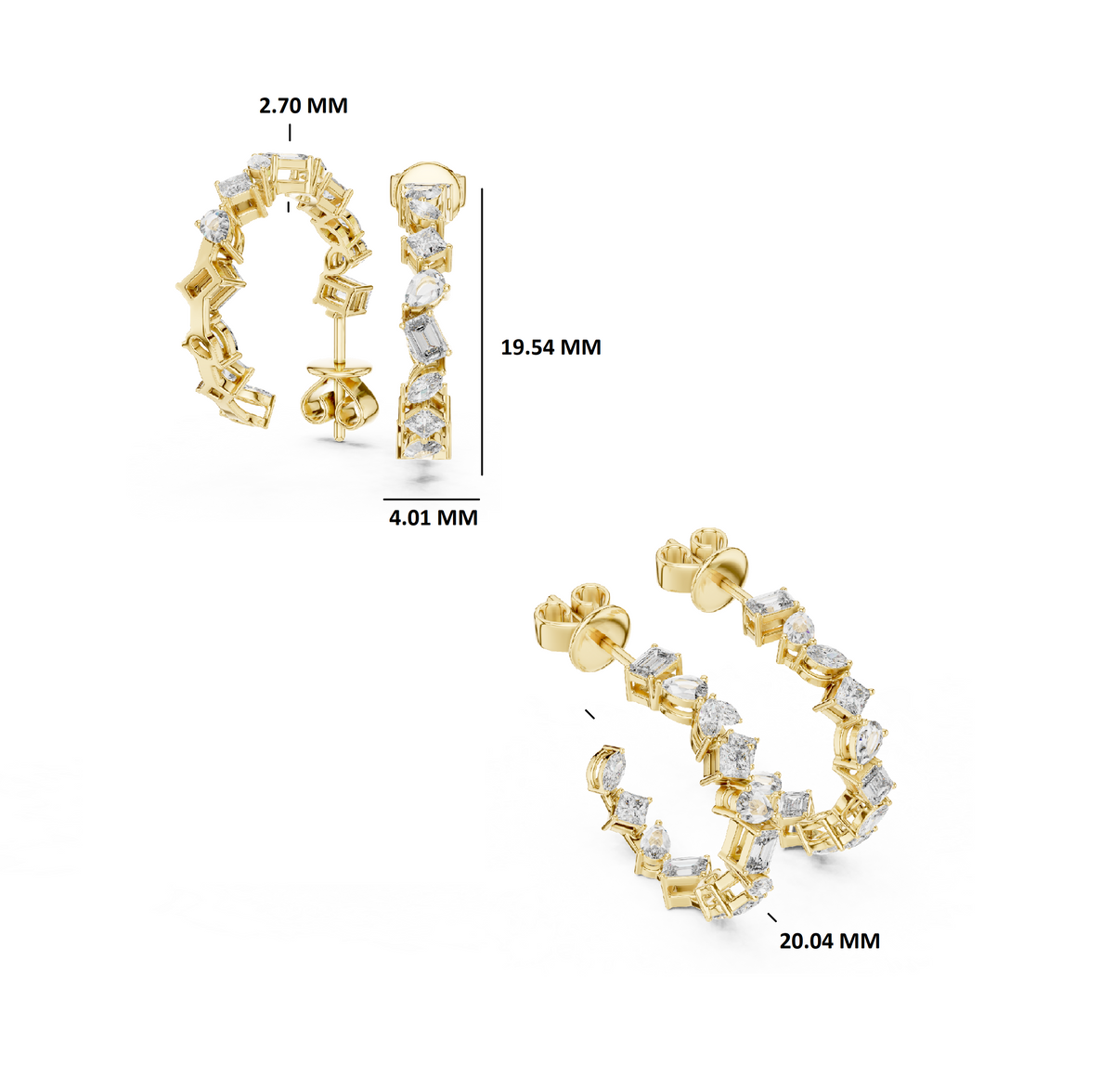 Gold 1Ct Woven Lab Grown Diamond Mixed Cut Earrings